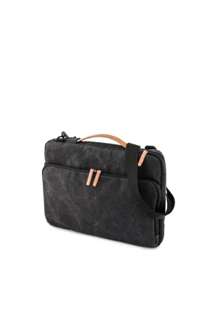 17" Canvas Laptop Bag With Cross Strap - Black