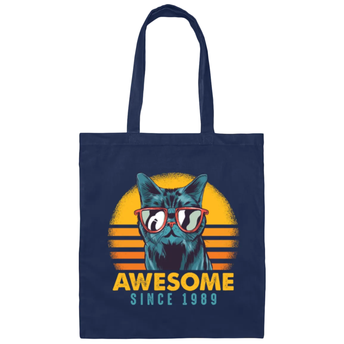 1989 Birthday Gift, Cat Lover Gift, Awesome Since 1989, Retro Cat Gift Canvas Tote Bag