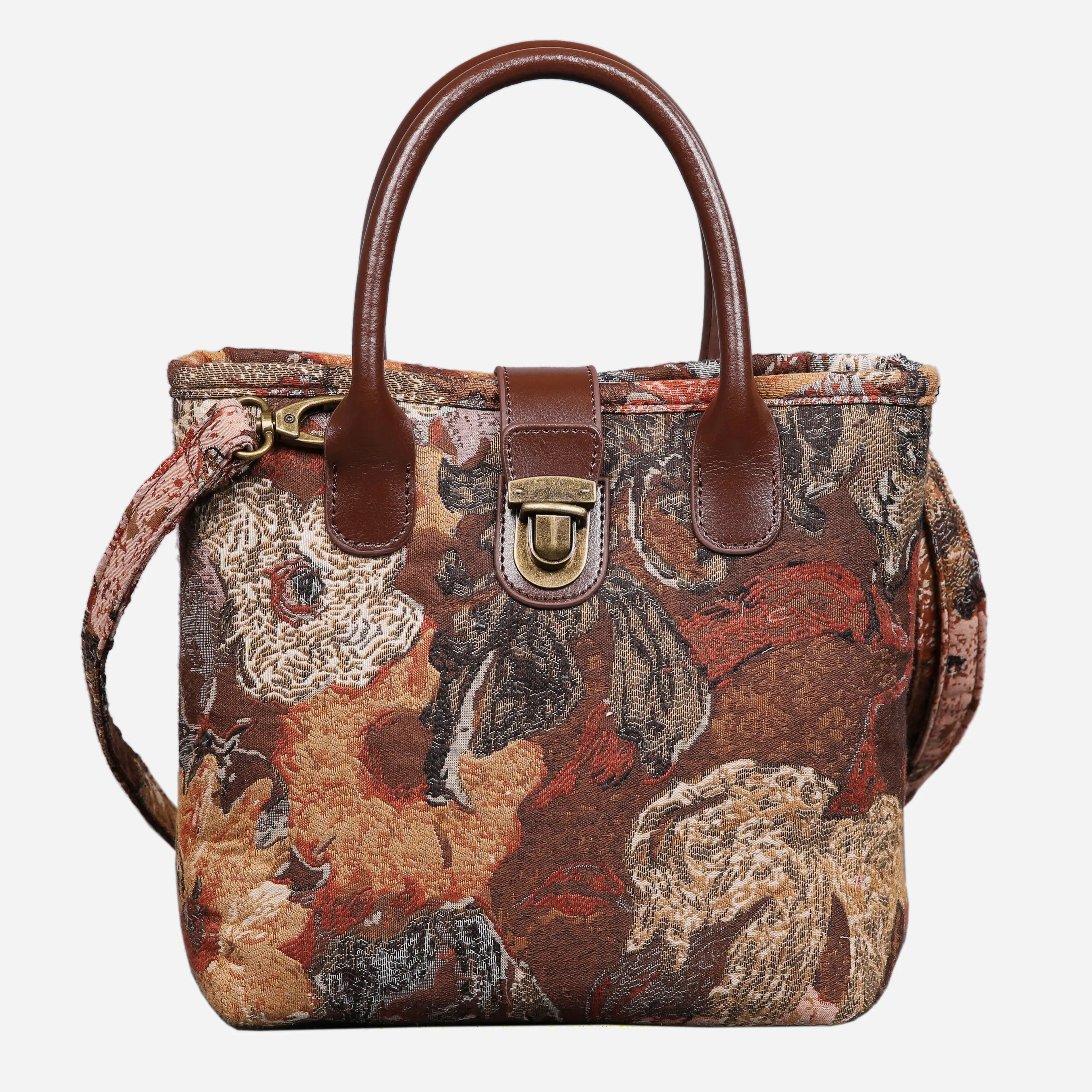 Abstract Brown Tuck Lock Carpet Satchel