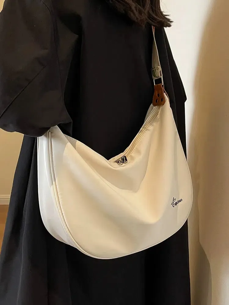 Adjustable Strap Curved Nylon Tote Bag