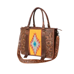 American Darling Aztec Saddle Blanket Hand Tooled Purse ADBG230D