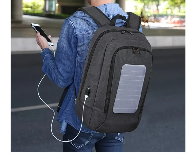 Anti-Theft Solar Powered 15" Laptop Backpack with USB Charging