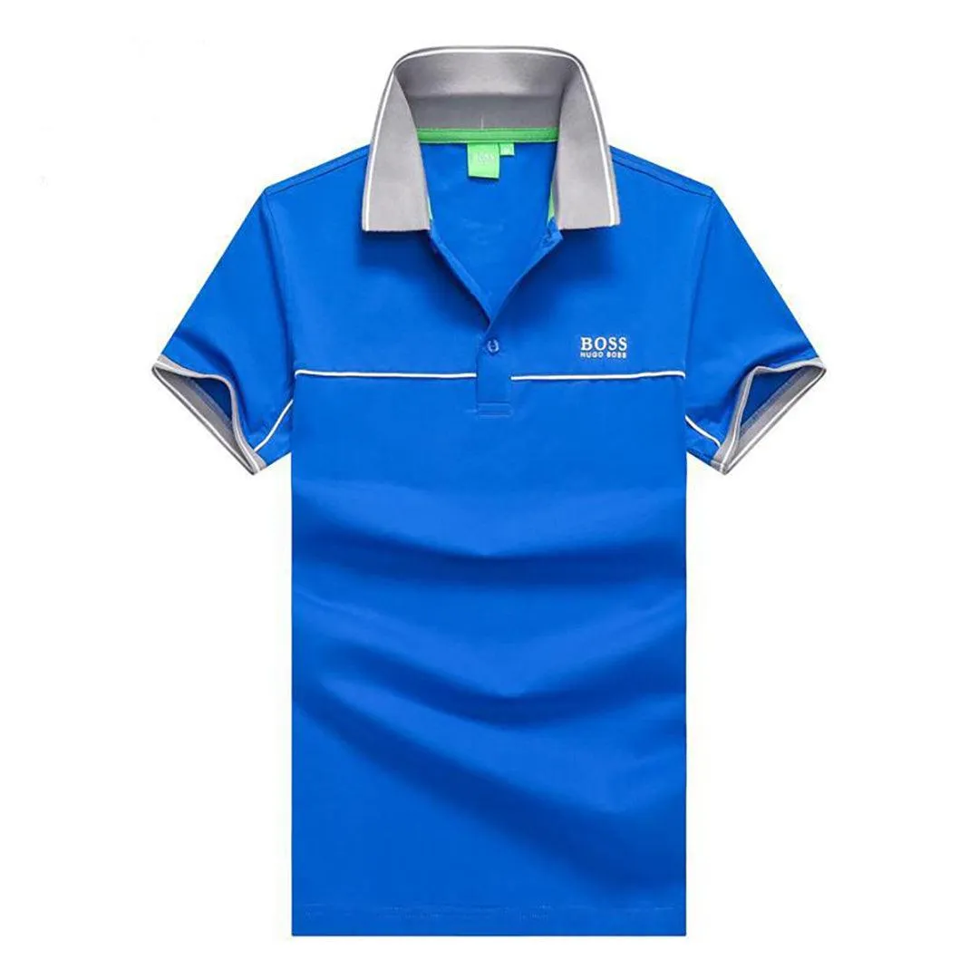 Authentic Hug Polo Shirt -Blue with Ash collar