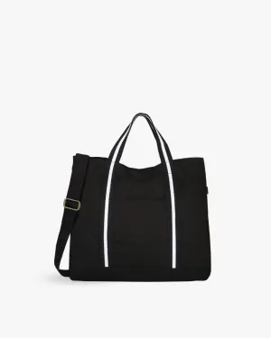 Black Canvas Crossbody Tote Bag