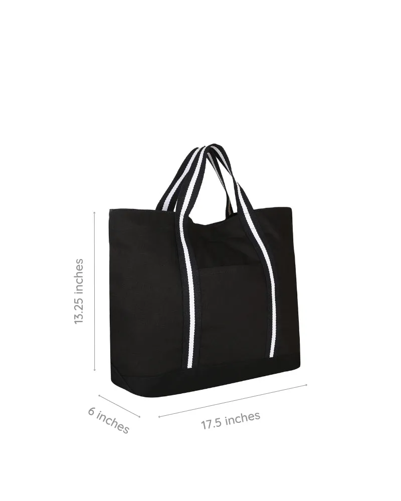 Black Canvas Crossbody Tote Bag