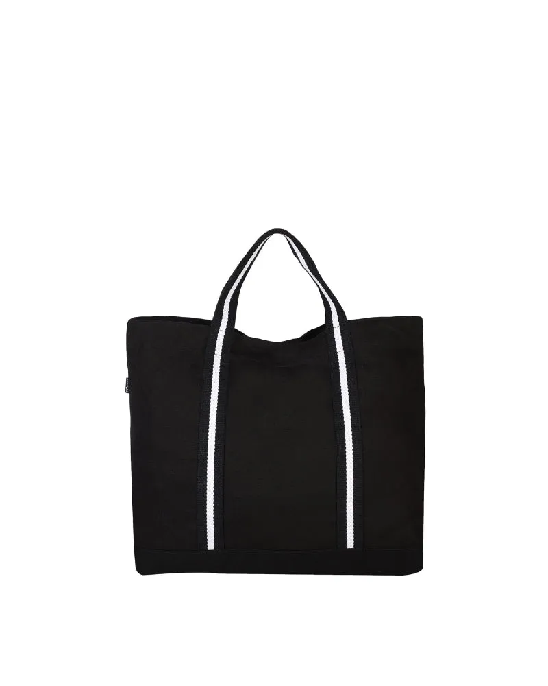 Black Canvas Crossbody Tote Bag