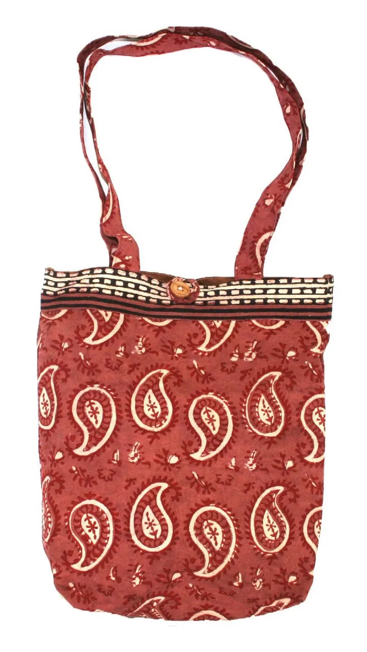 Block Printed Cotton Dabu College Tote Bag 15 x 15