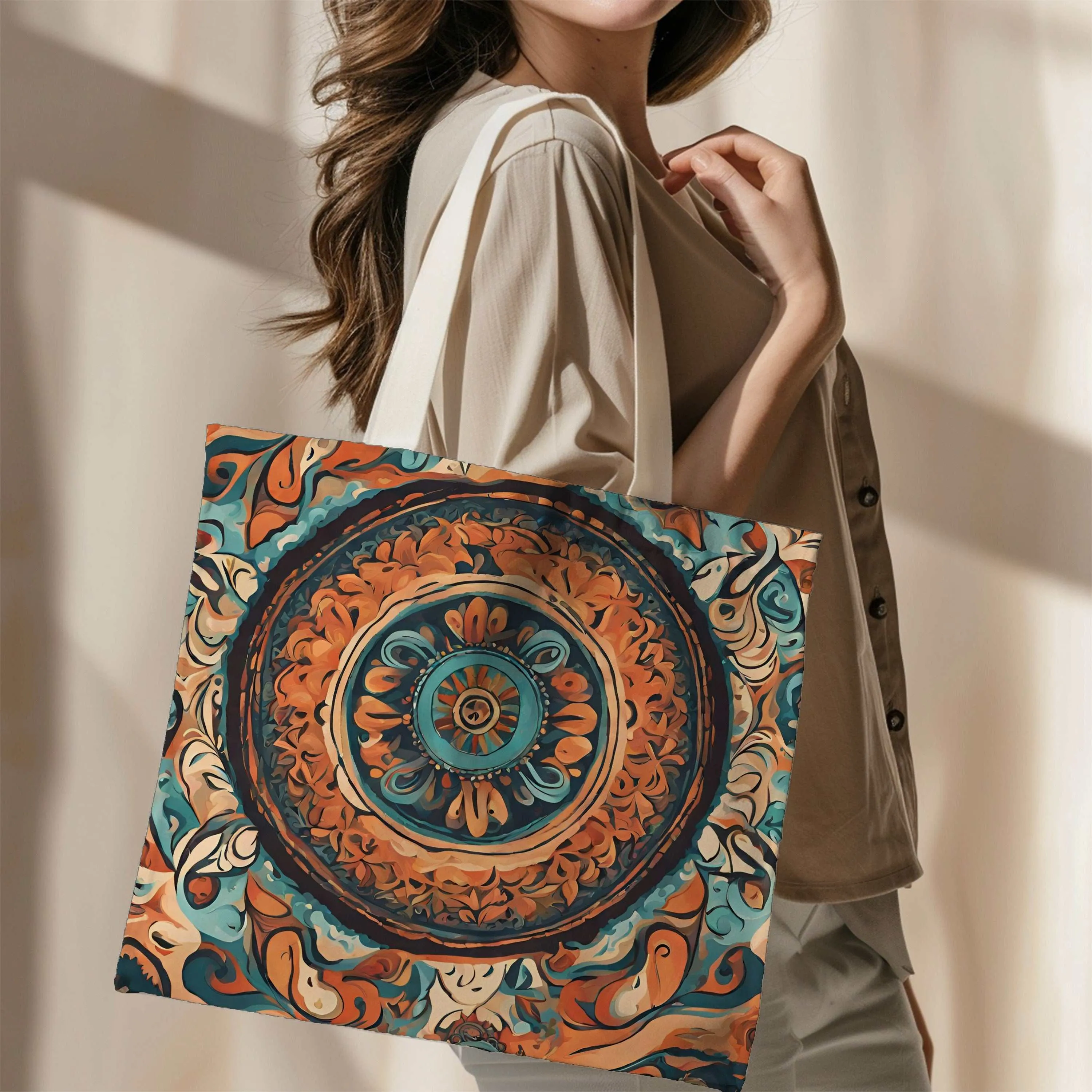 Boho Canvas Tote Bag Large Classic