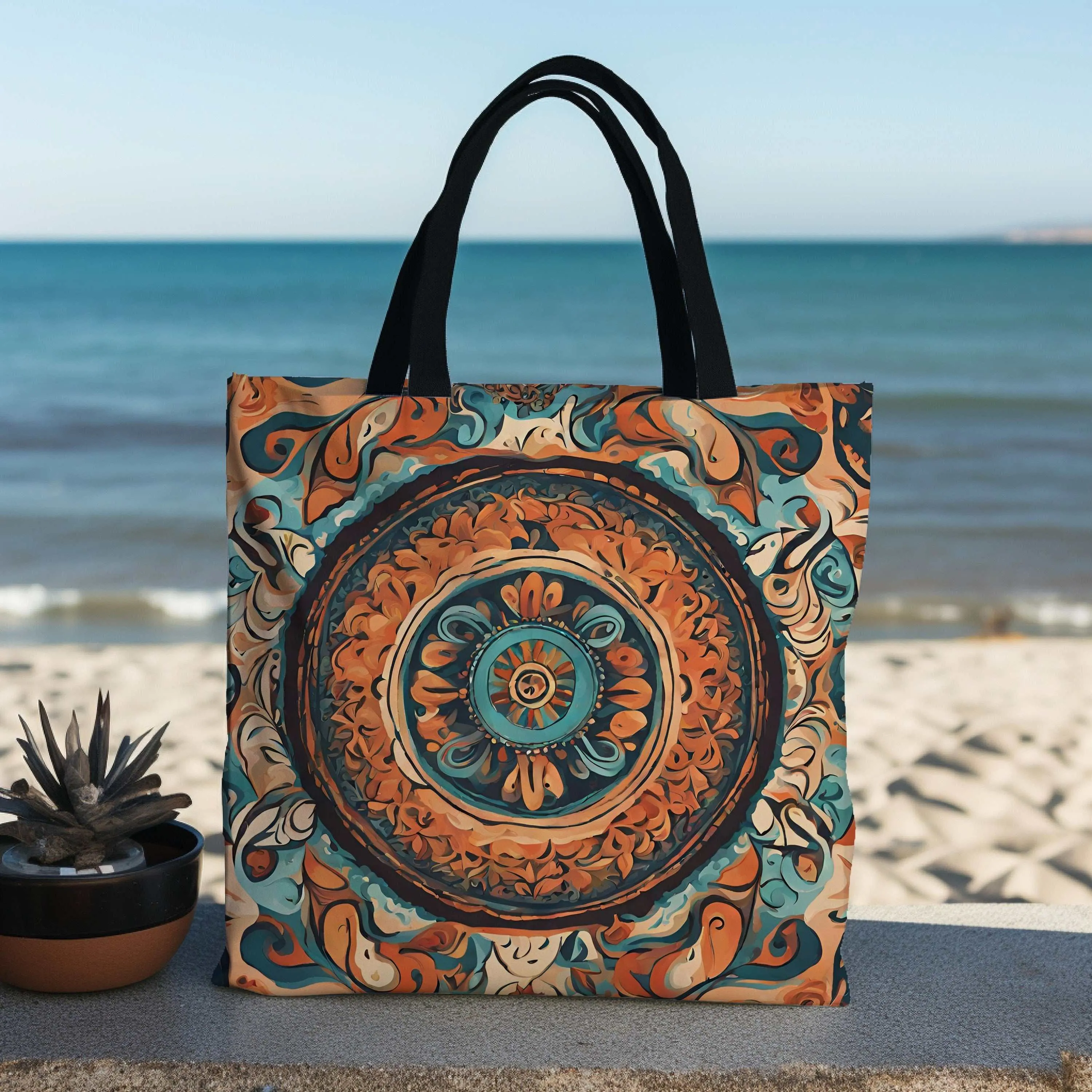 Boho Canvas Tote Bag Large Classic