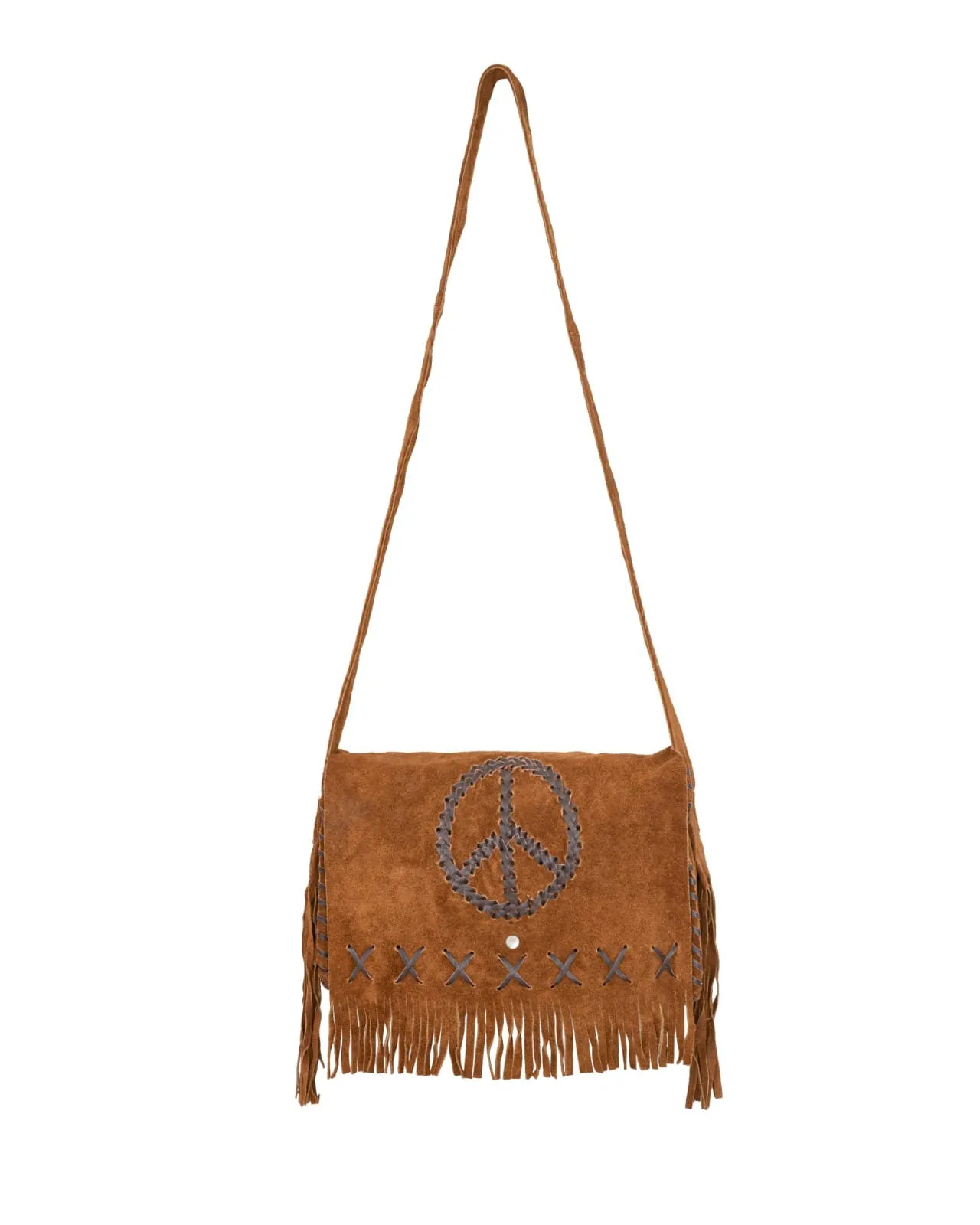 Brown Leather Western Bag with Peach Sign