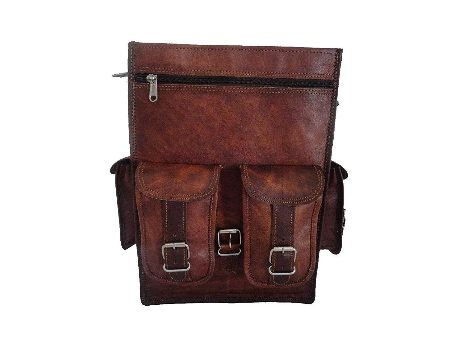 Brown Vintage Leather Backpack Laptop Messenger Bag Rucksack Sling For Men Women (11″ X 15″)