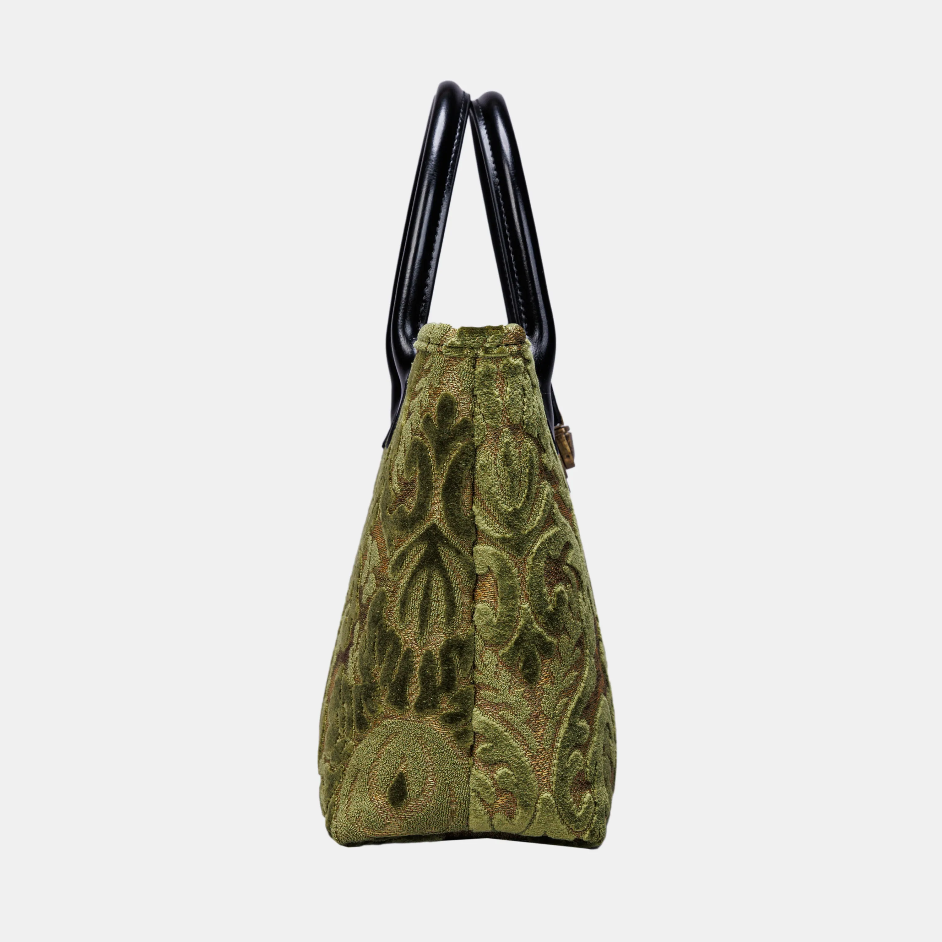 Burnout Velvet Fern Green Tuck Lock Carpet Satchel