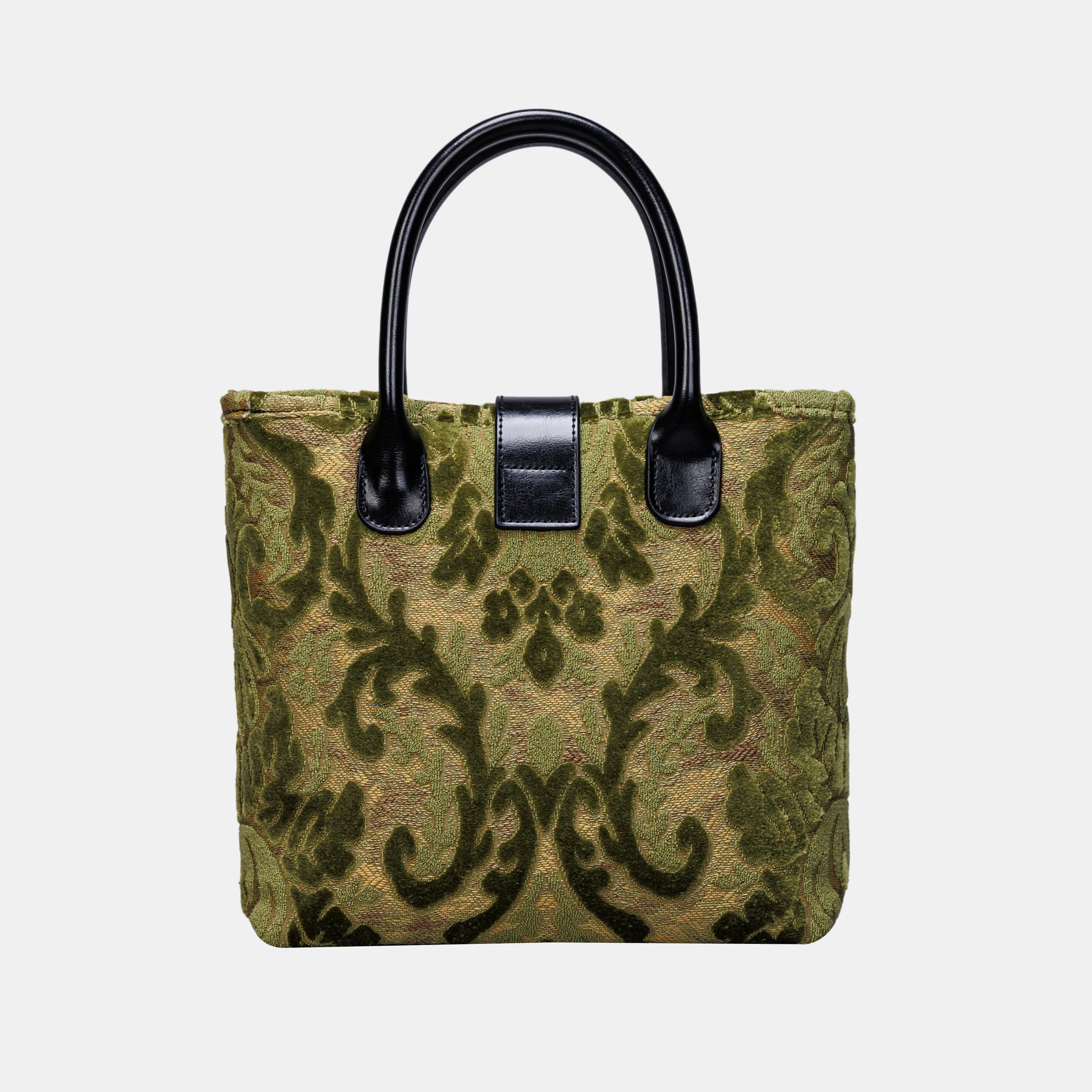 Burnout Velvet Fern Green Tuck Lock Carpet Satchel