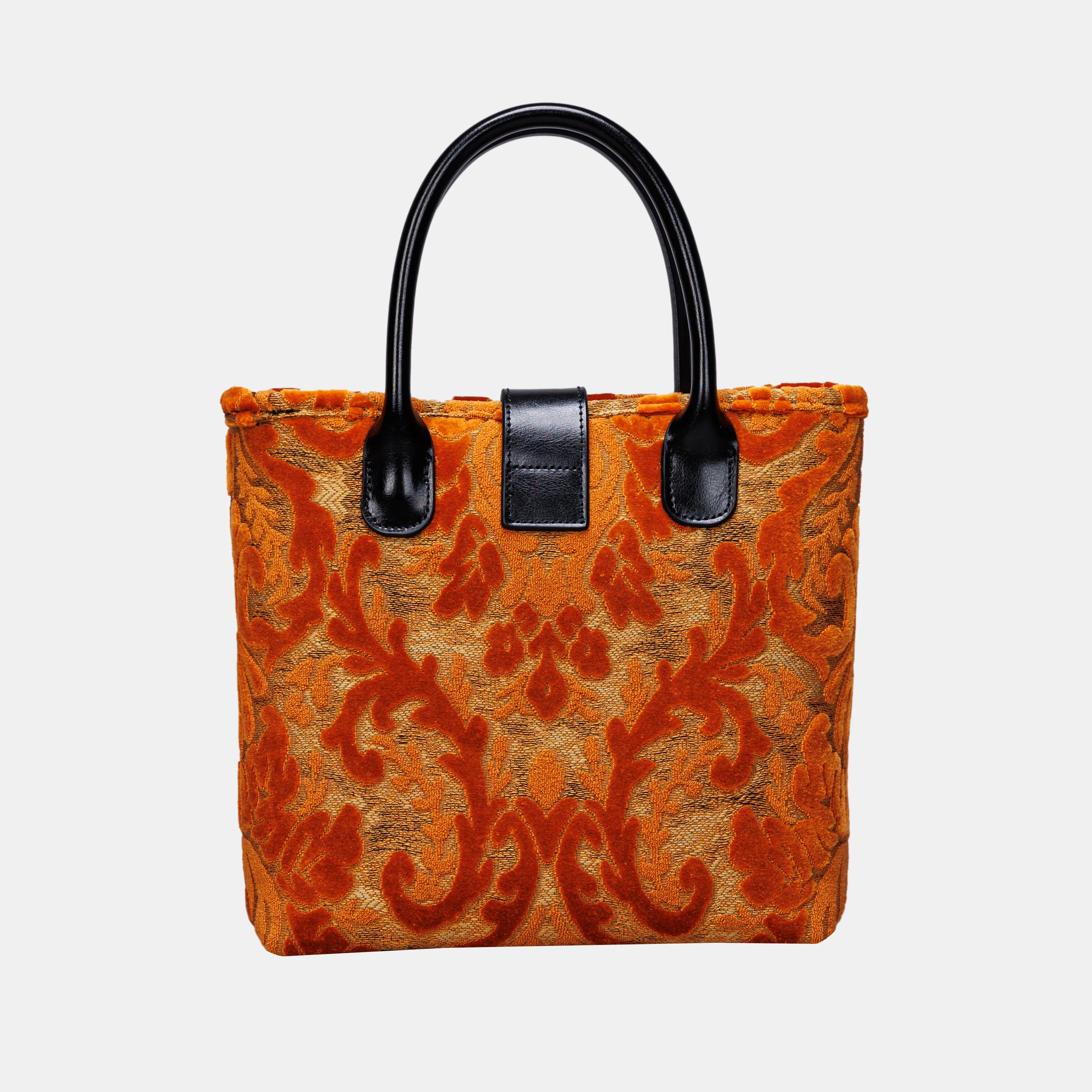 Burnout Velvet Orange Tuck Lock Carpet Satchel