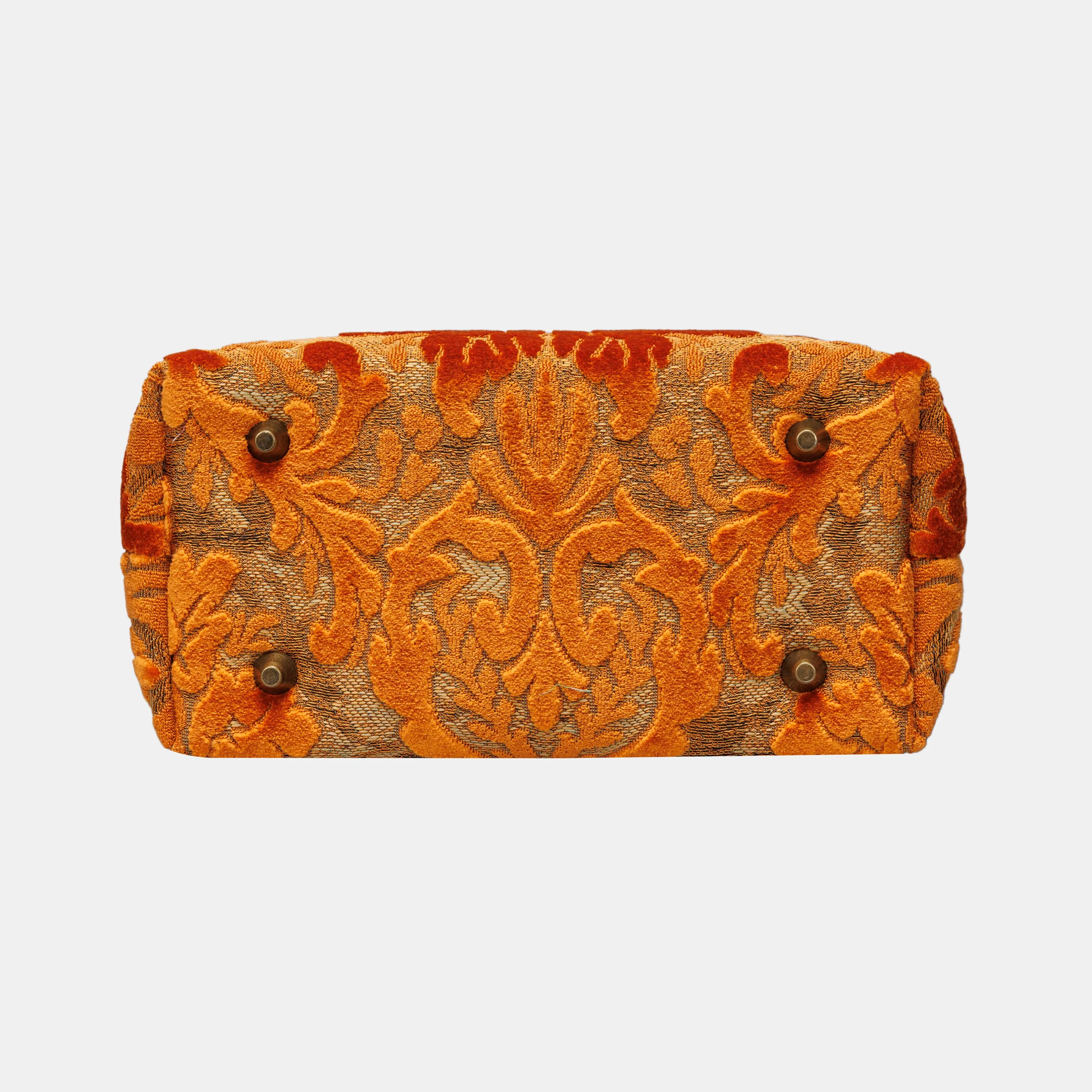 Burnout Velvet Orange Tuck Lock Carpet Satchel