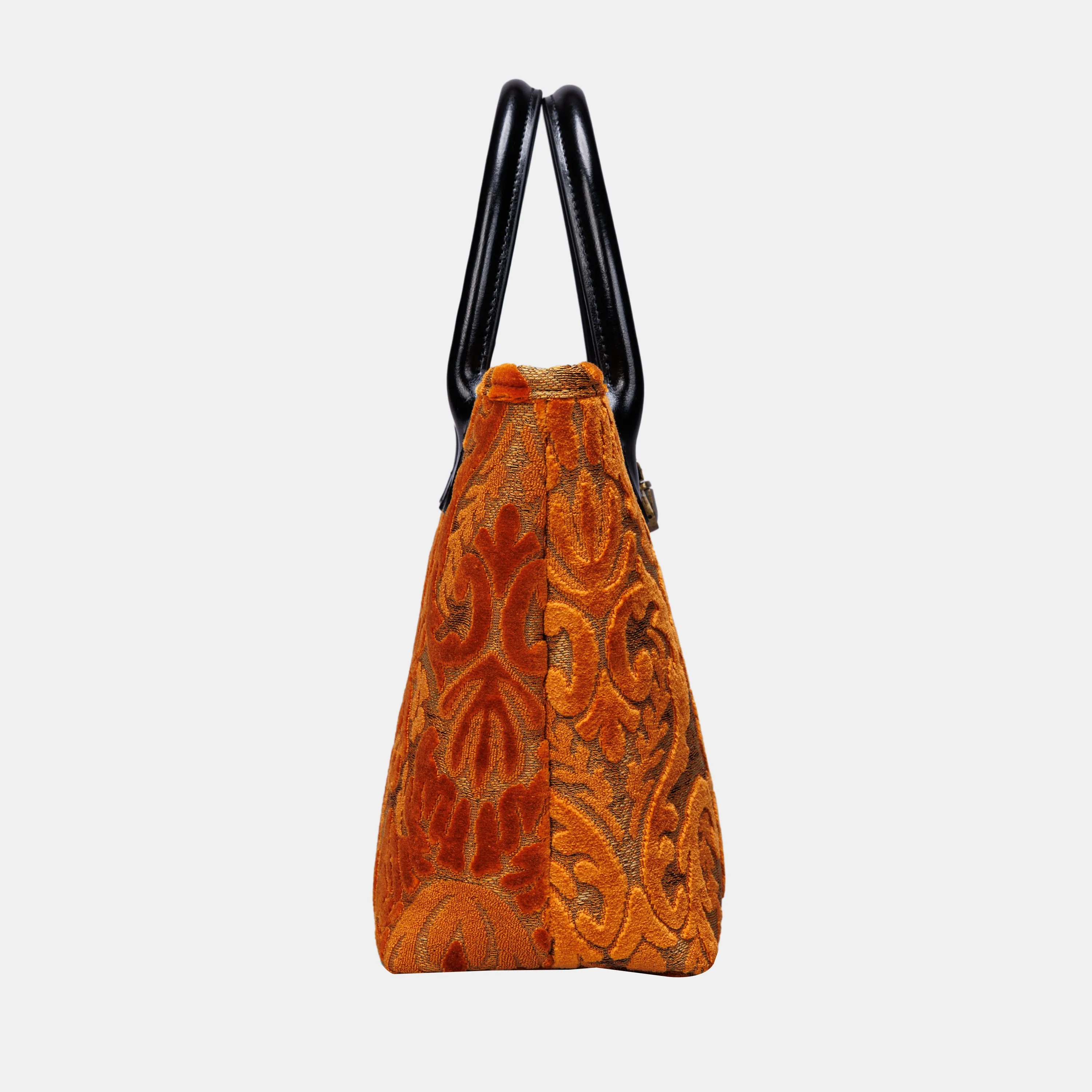 Burnout Velvet Orange Tuck Lock Carpet Satchel