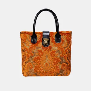 Burnout Velvet Orange Tuck Lock Carpet Satchel