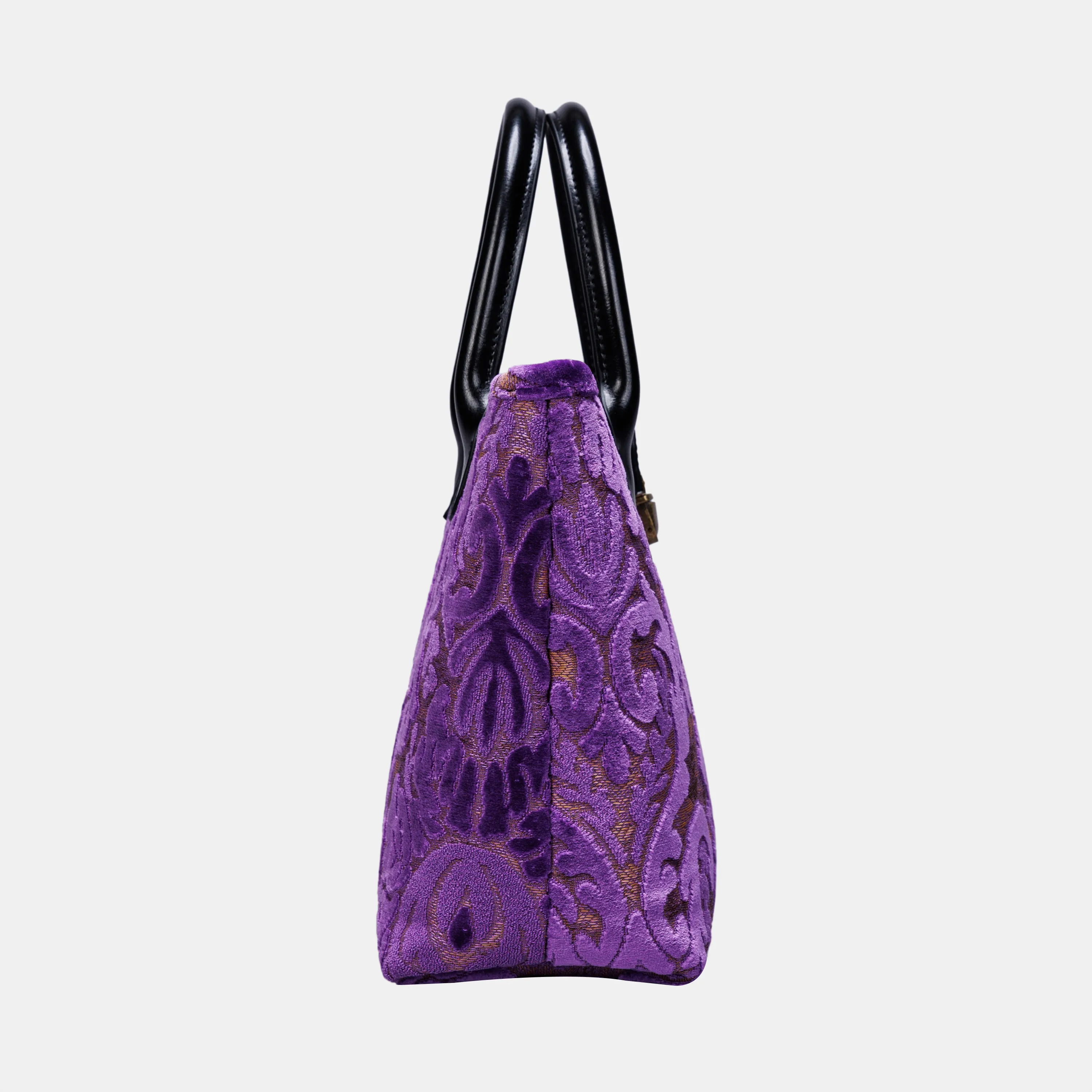 Burnout Velvet Purple Tuck Lock Carpet Satchel