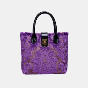 Burnout Velvet Purple Tuck Lock Carpet Satchel