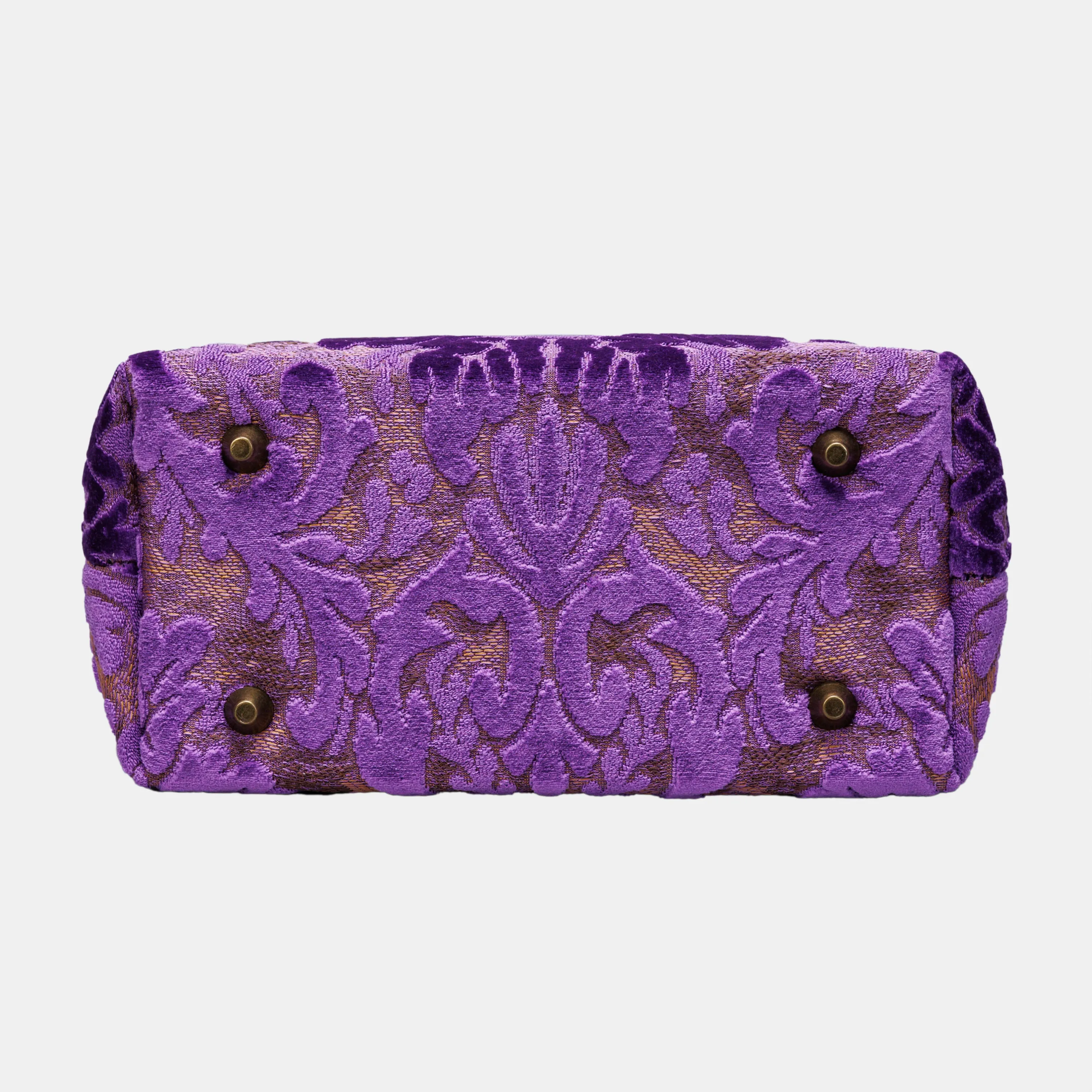 Burnout Velvet Purple Tuck Lock Carpet Satchel