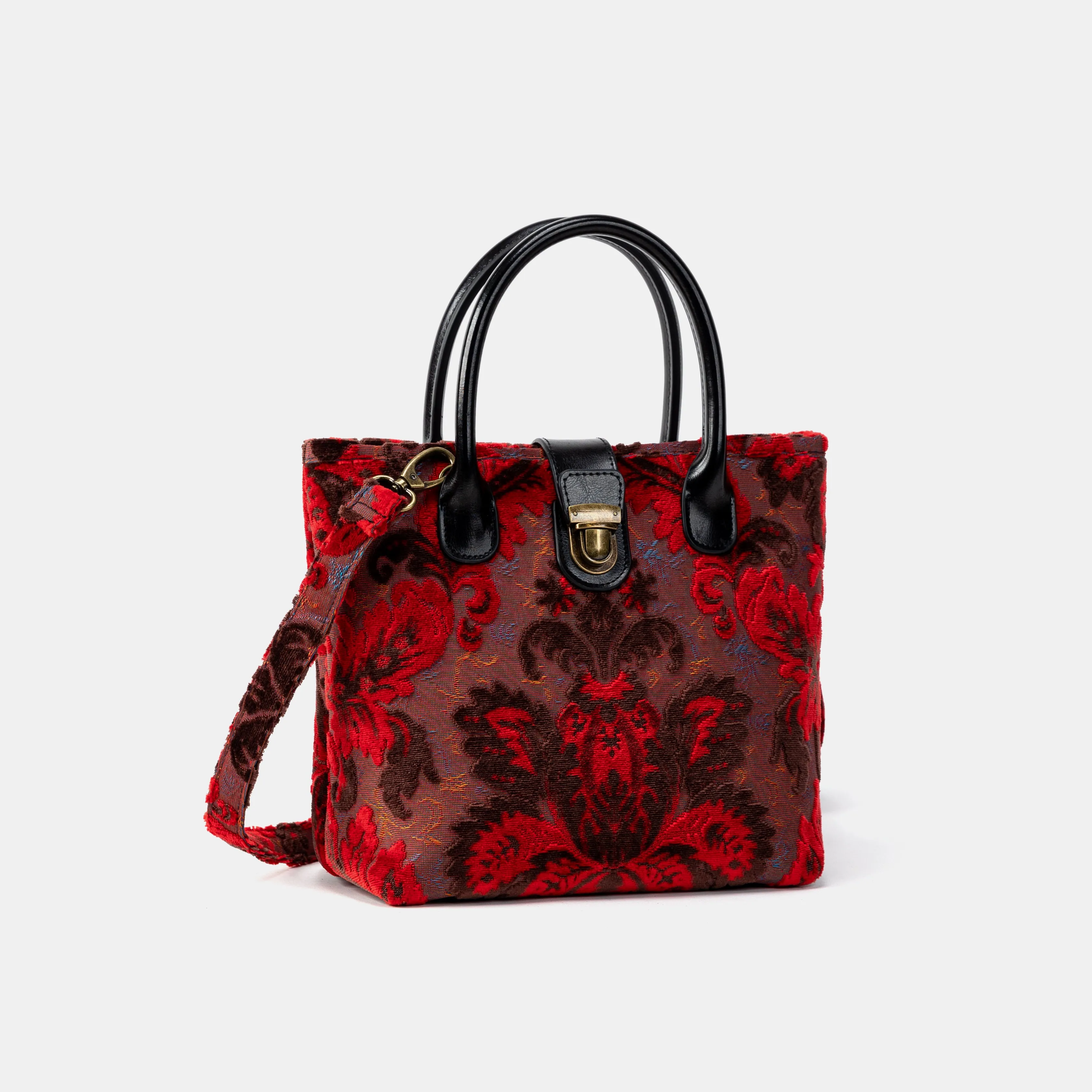 Burnout Velvet Revival Scarlet Tuck Lock Carpet Satchel