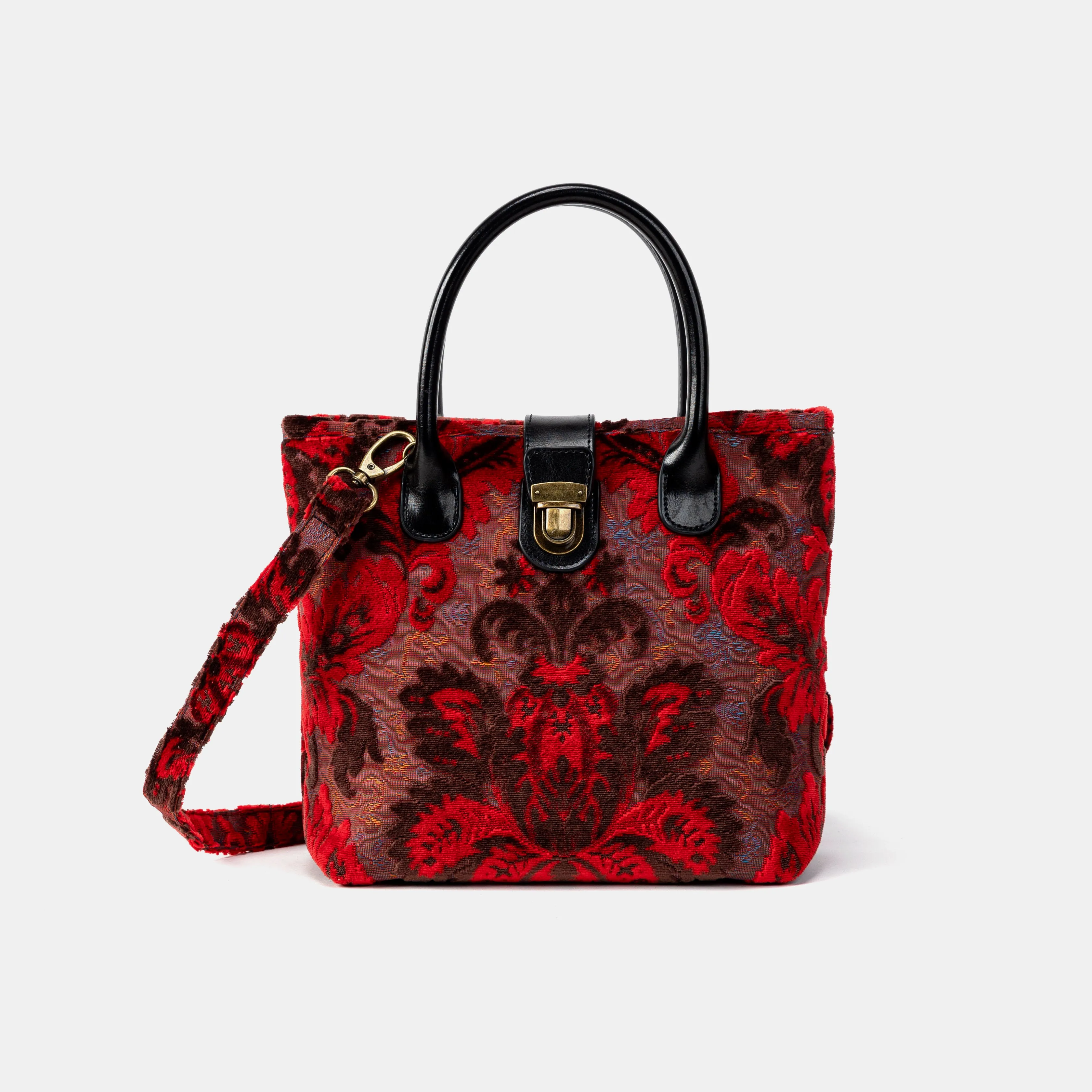 Burnout Velvet Revival Scarlet Tuck Lock Carpet Satchel