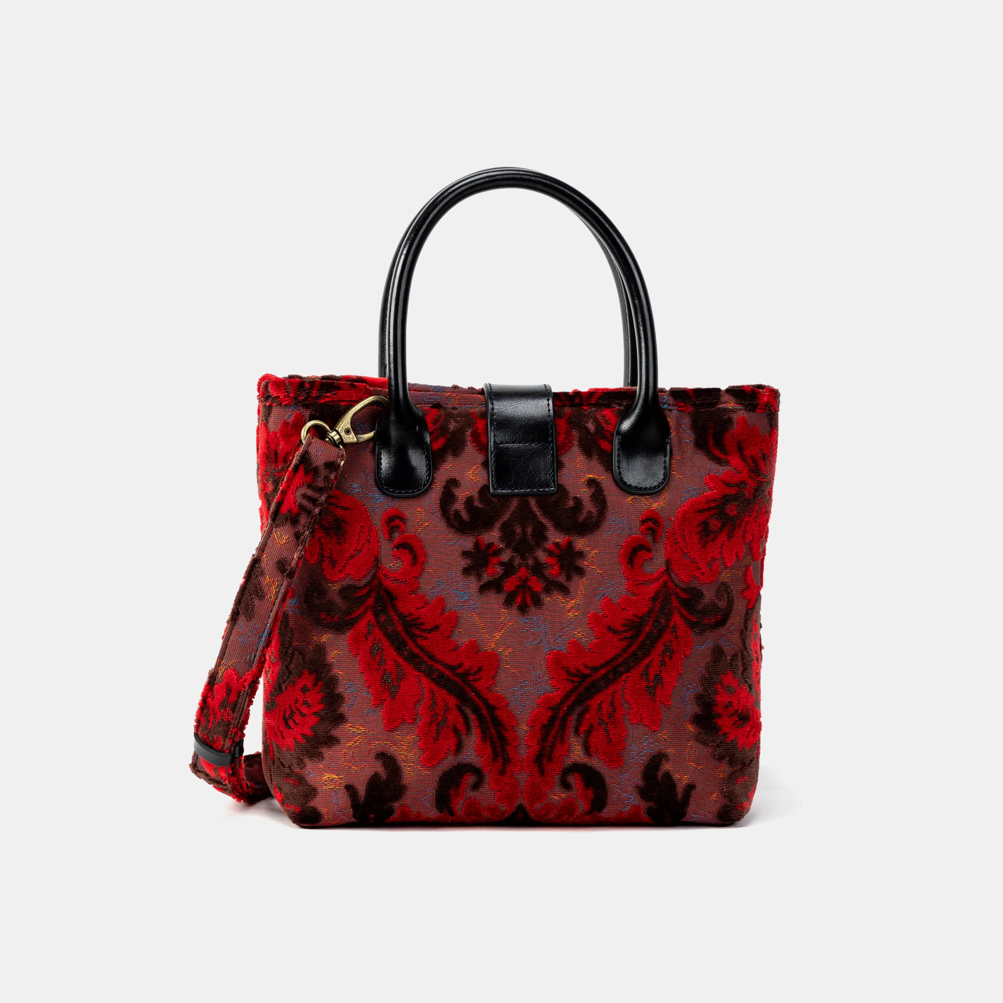 Burnout Velvet Revival Scarlet Tuck Lock Carpet Satchel