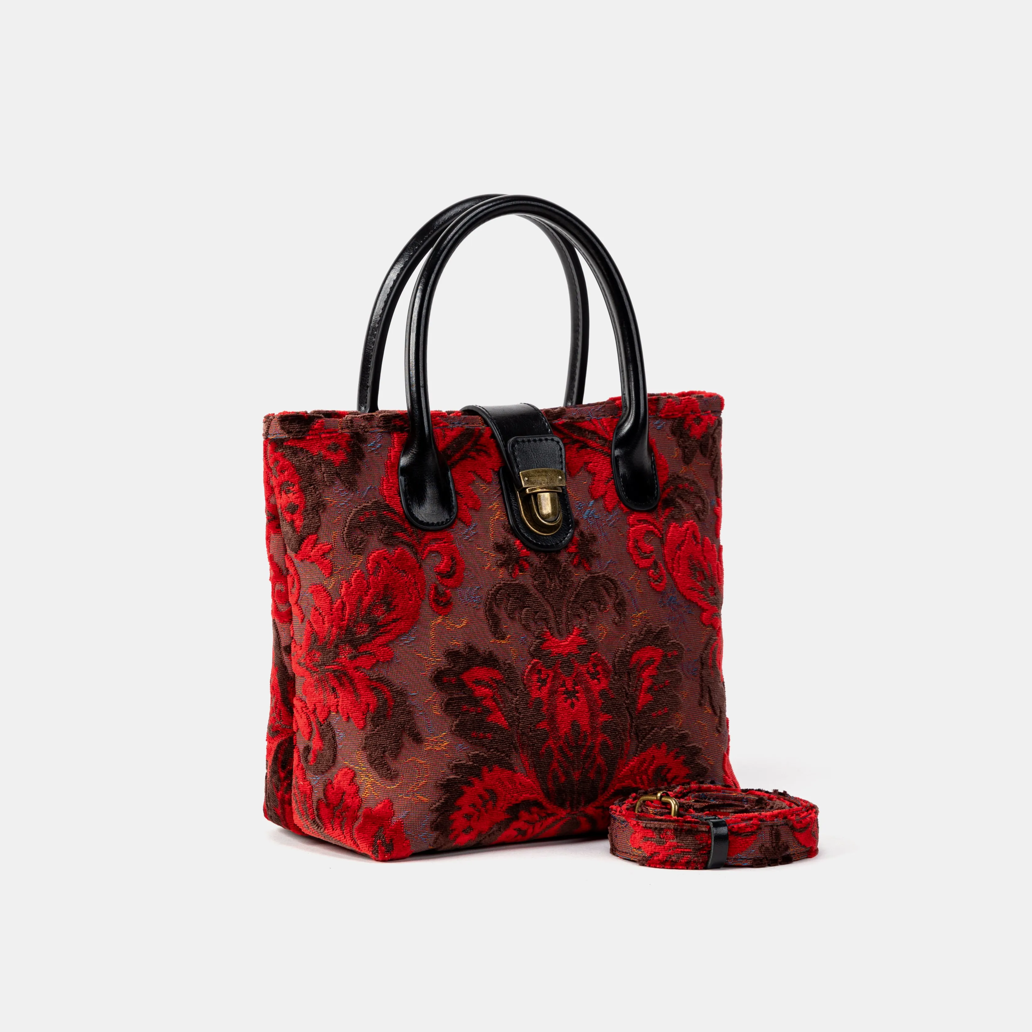 Burnout Velvet Revival Scarlet Tuck Lock Carpet Satchel