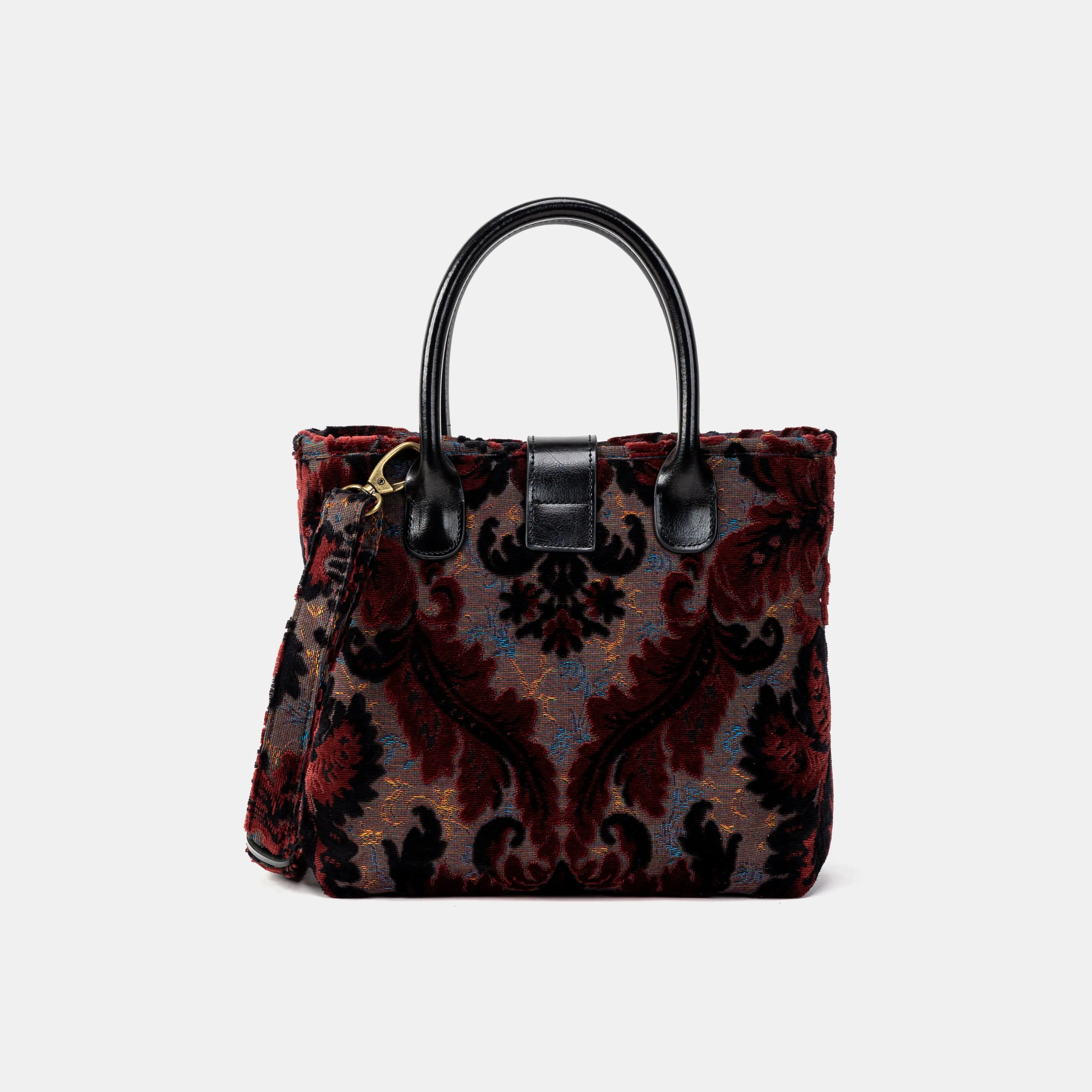 Burnout Velvet Revival Sephia Tuck Lock Carpet Satchel