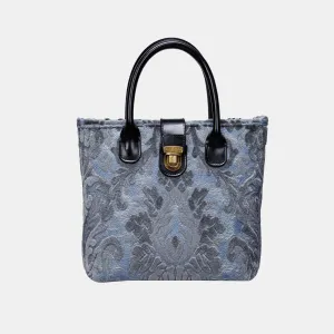 Burnout Velvet Steel Blue Tuck Lock Carpet Satchel