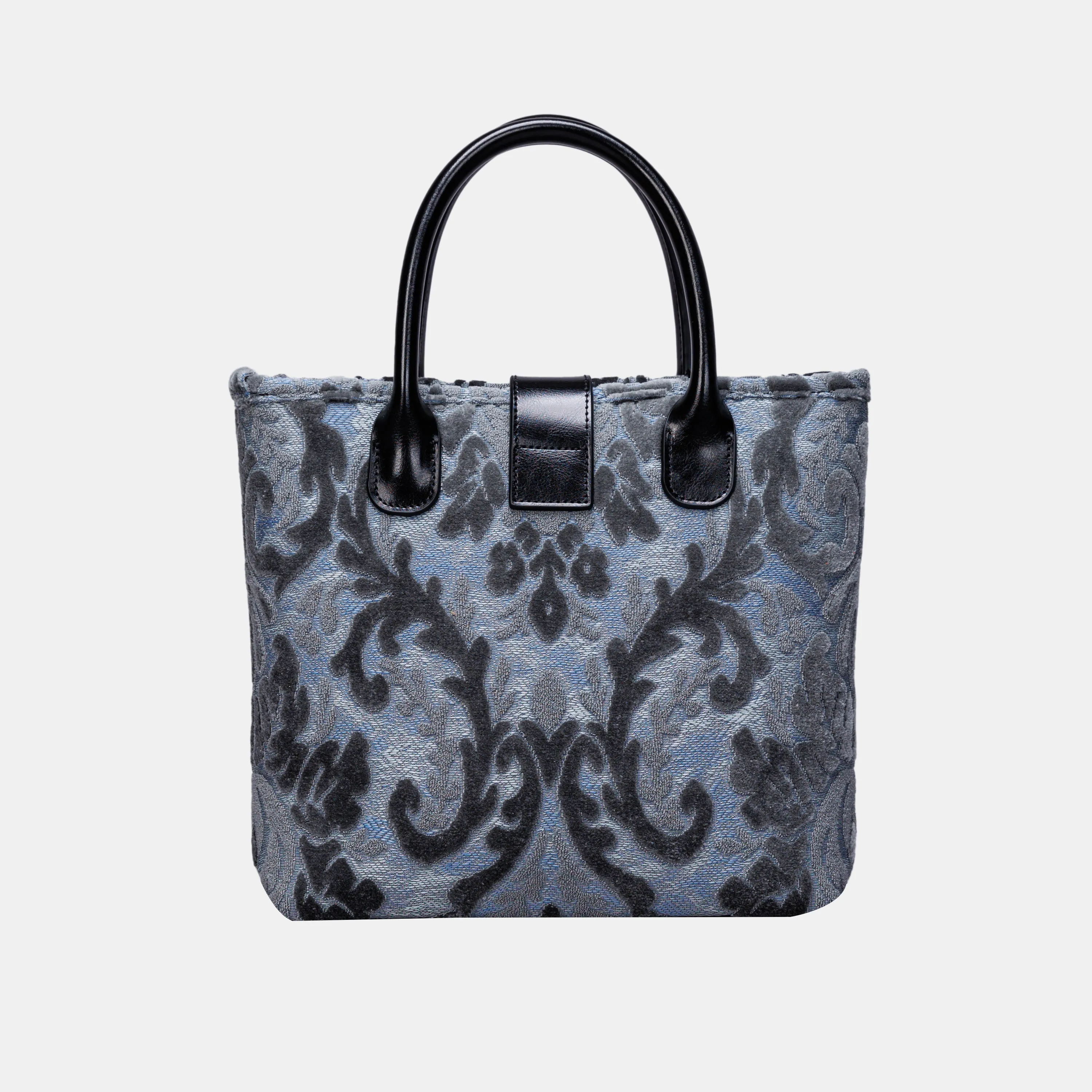 Burnout Velvet Steel Blue Tuck Lock Carpet Satchel