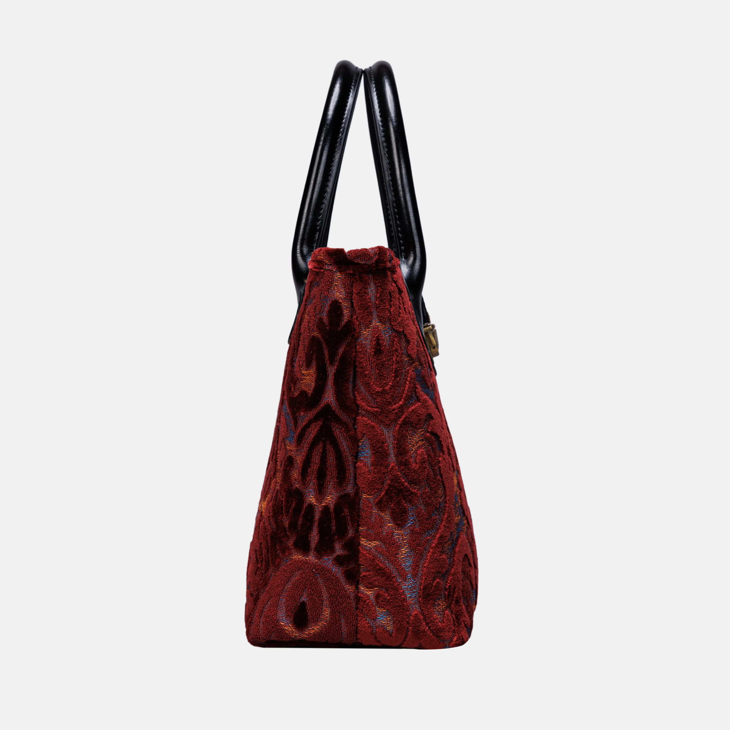 Burnout Velvet Wine Tuck Lock Carpet Satchel