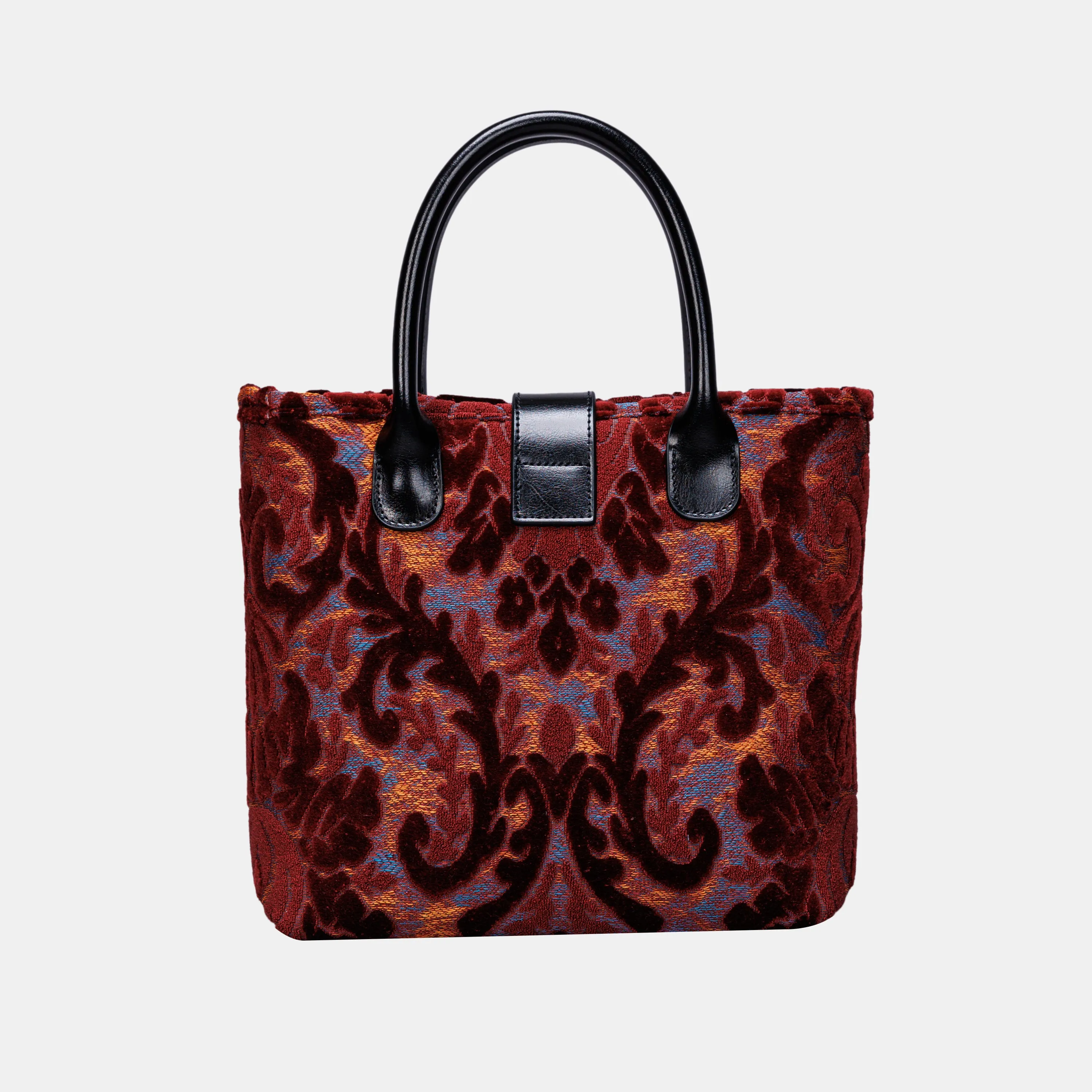 Burnout Velvet Wine Tuck Lock Carpet Satchel