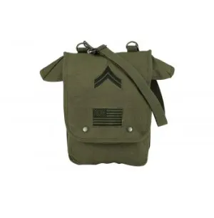 Canvas Map Case Shoulder Bag w/ Military Patches