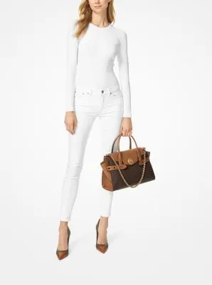 Carmen Large Logo and Leather Belted Satchel