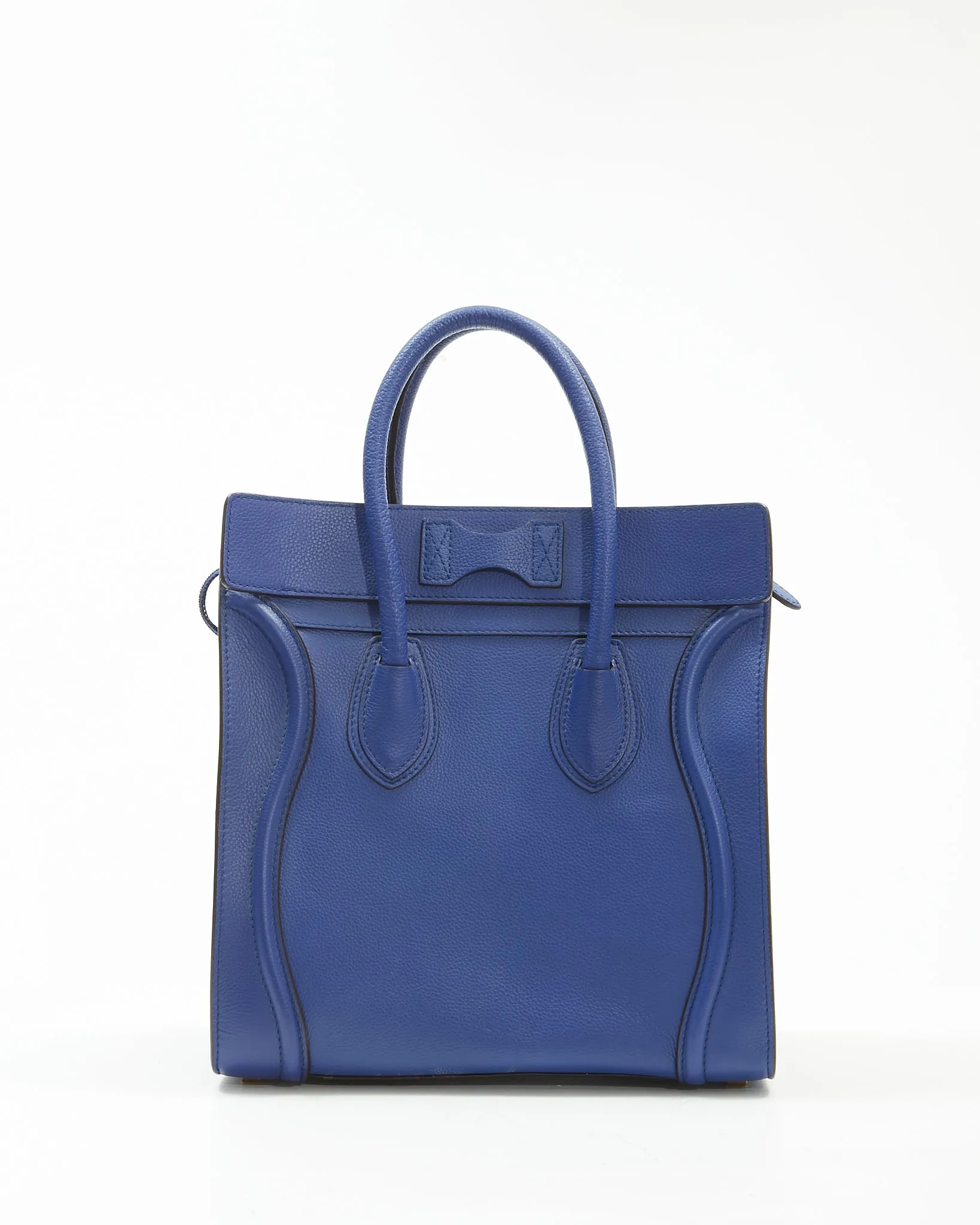 Celine Royal Blue Leather Micro Luggage Tote Bag