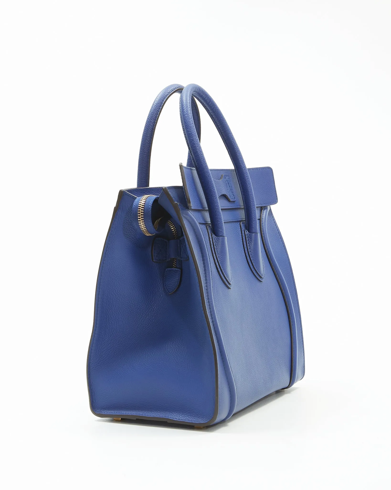 Celine Royal Blue Leather Micro Luggage Tote Bag