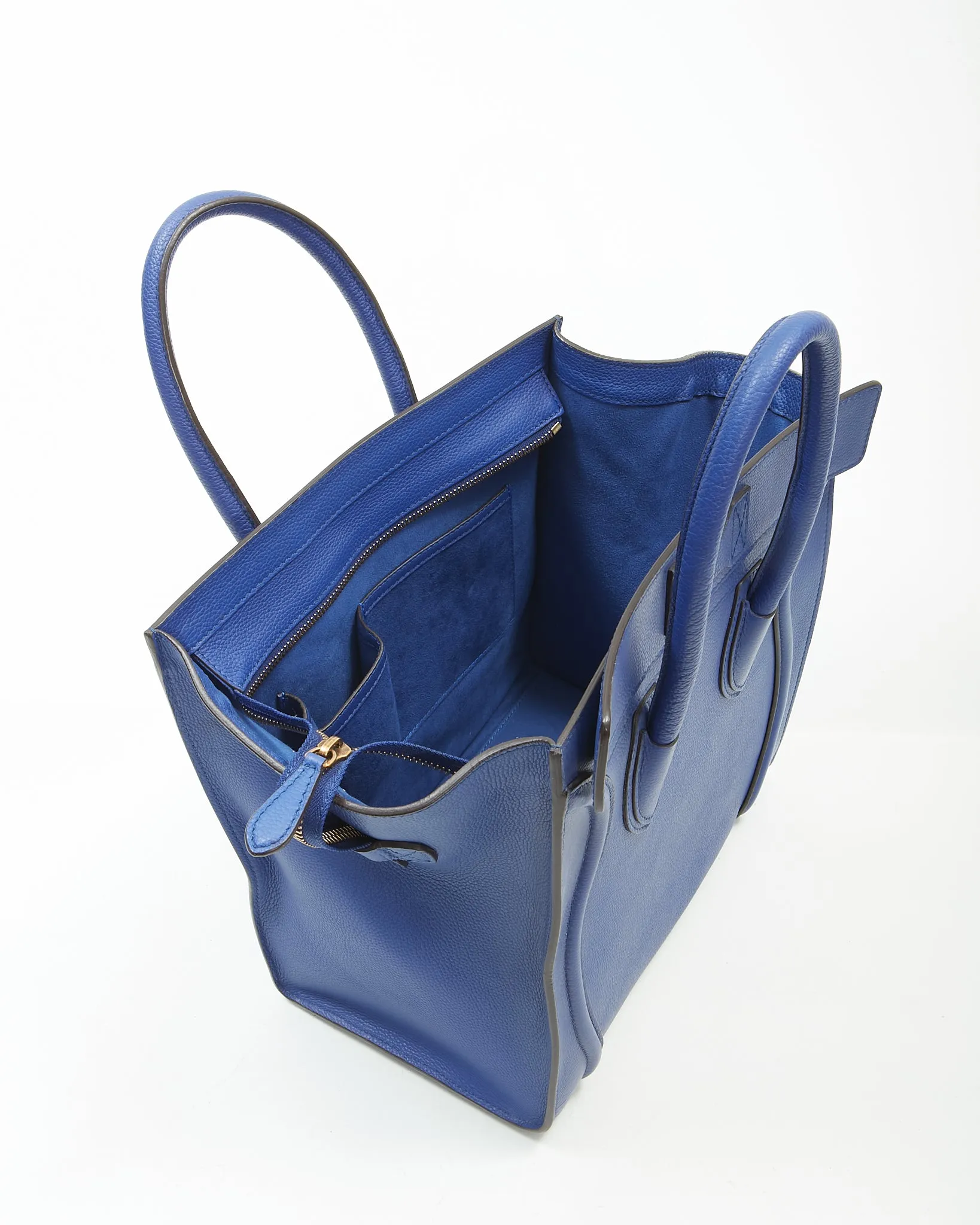 Celine Royal Blue Leather Micro Luggage Tote Bag