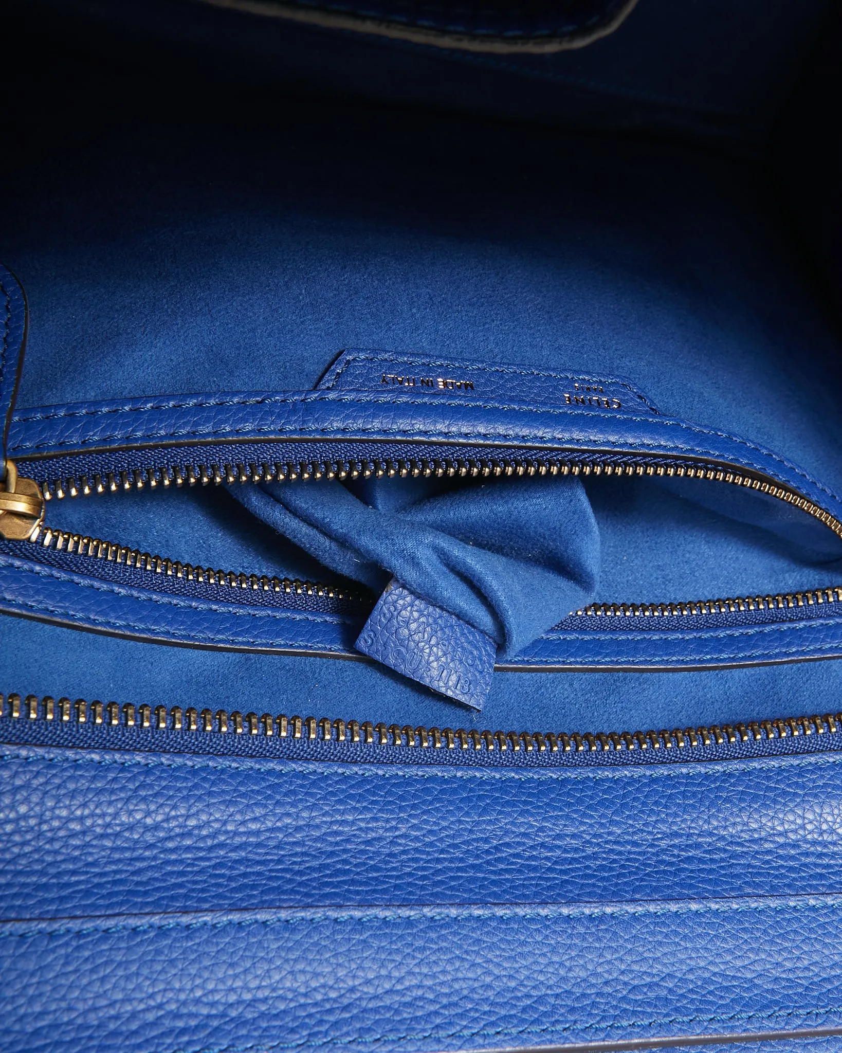 Celine Royal Blue Leather Micro Luggage Tote Bag