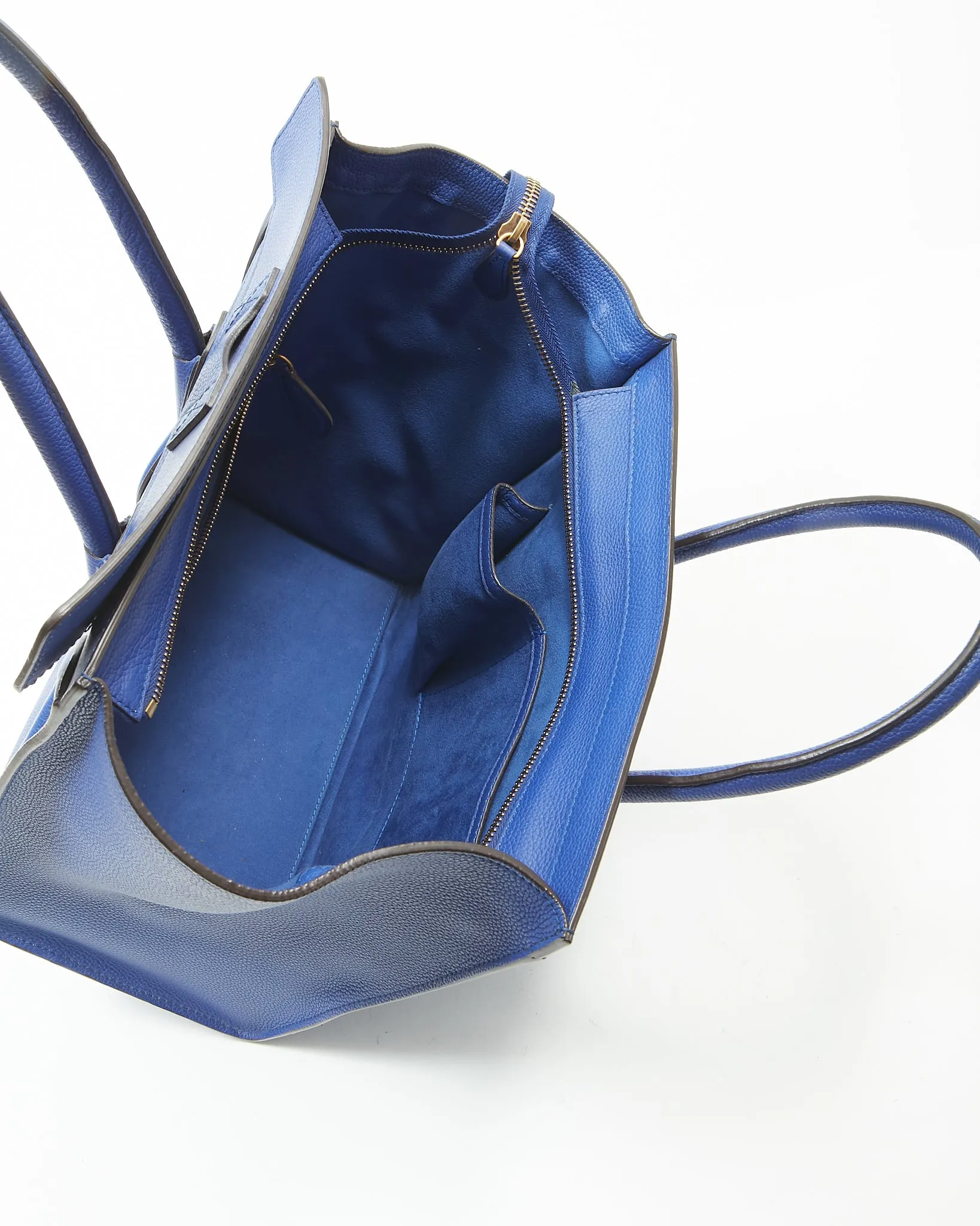 Celine Royal Blue Leather Micro Luggage Tote Bag