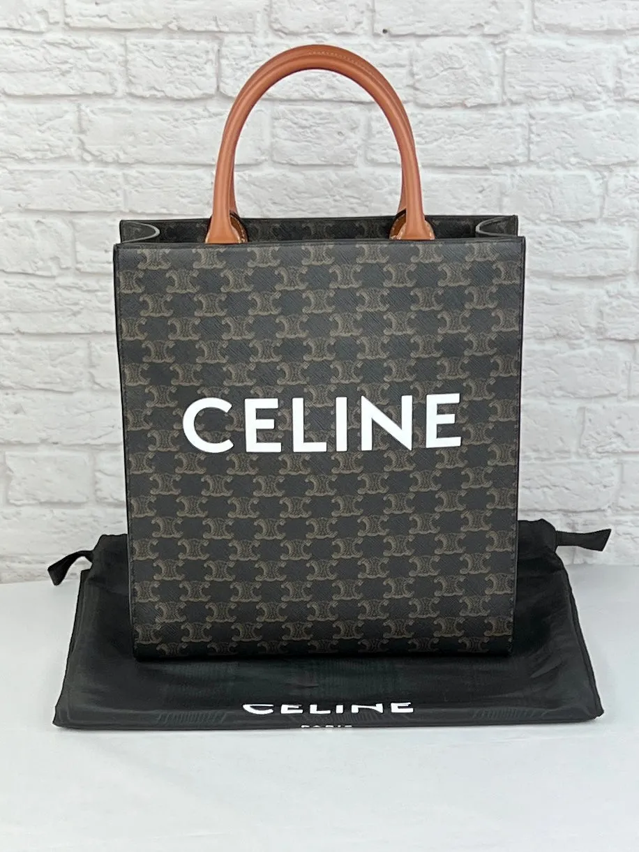 Celine Vertical Cabas Tote Bag, Black/Camel