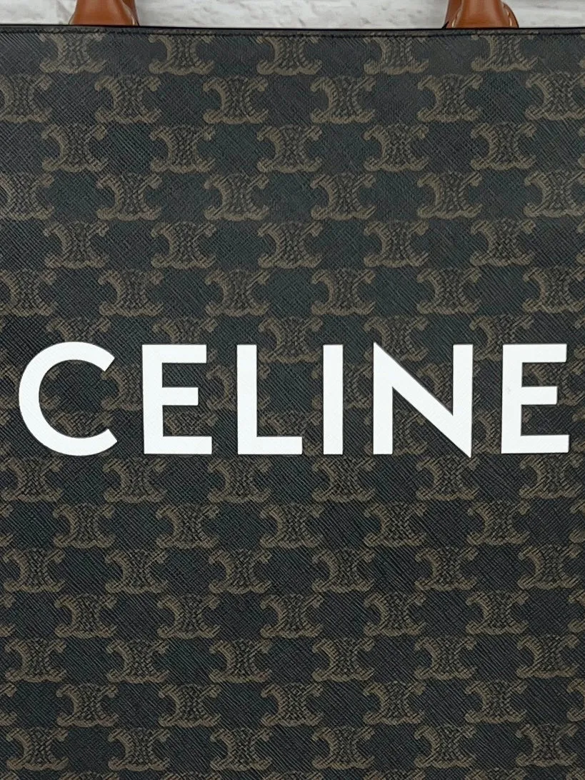 Celine Vertical Cabas Tote Bag, Black/Camel