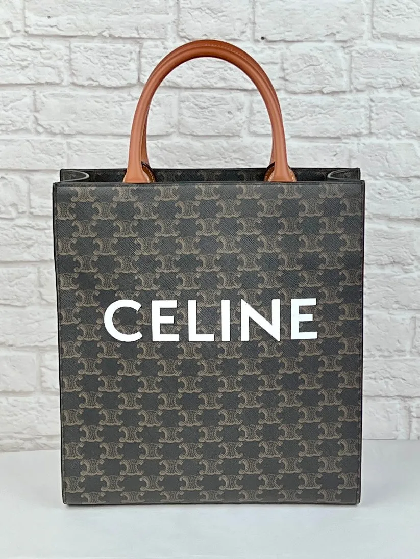 Celine Vertical Cabas Tote Bag, Black/Camel