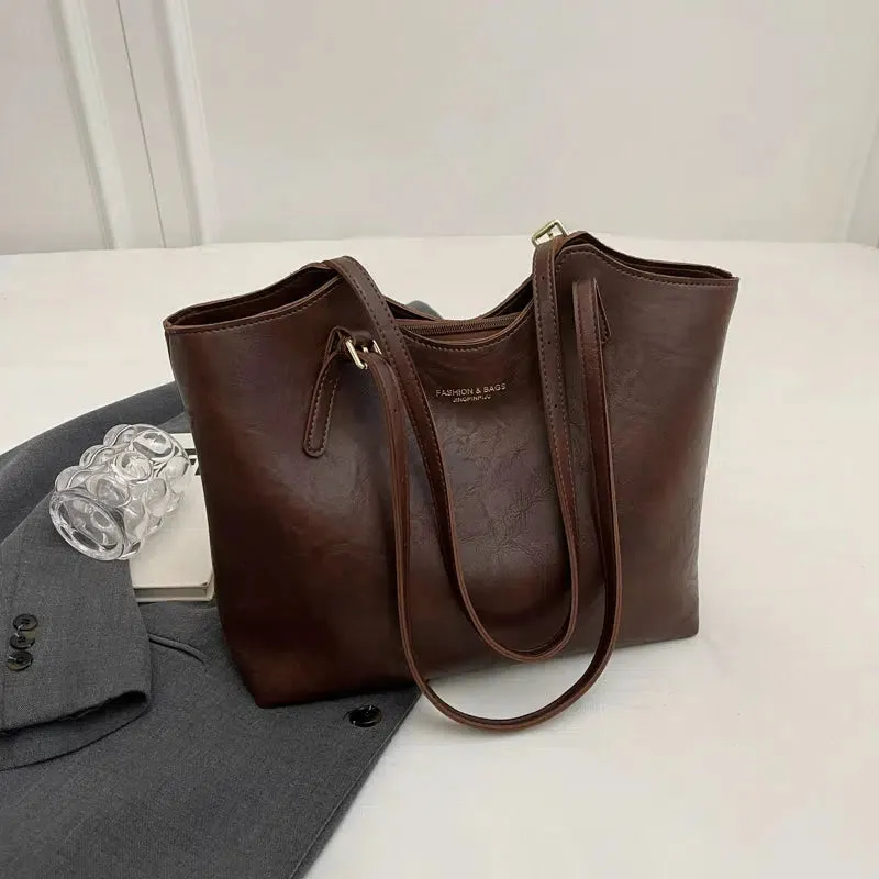 Charm Accessory Leather Tote Bag