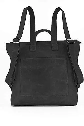 Classic Black Leather Backpack, Laptop Handbag