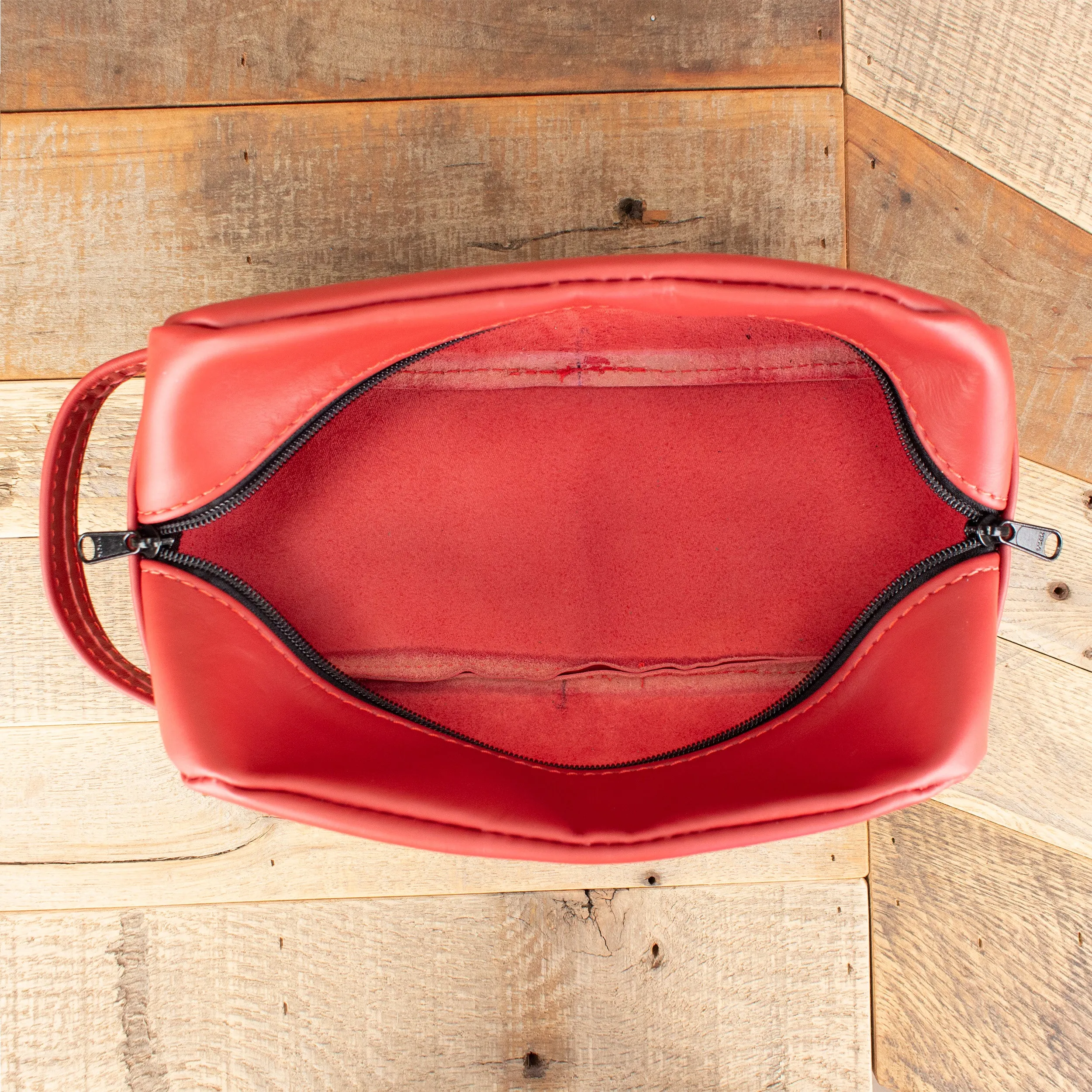 Cowhide Red Cosmetic Bag