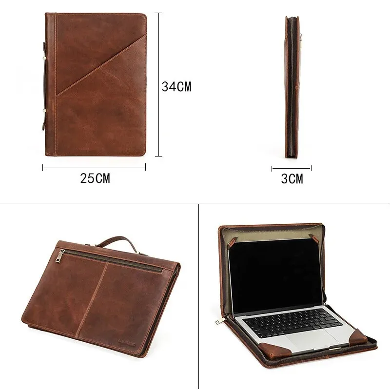 Crazy Horse Genuine Leather Laptop Bag for Macbookair 13.3