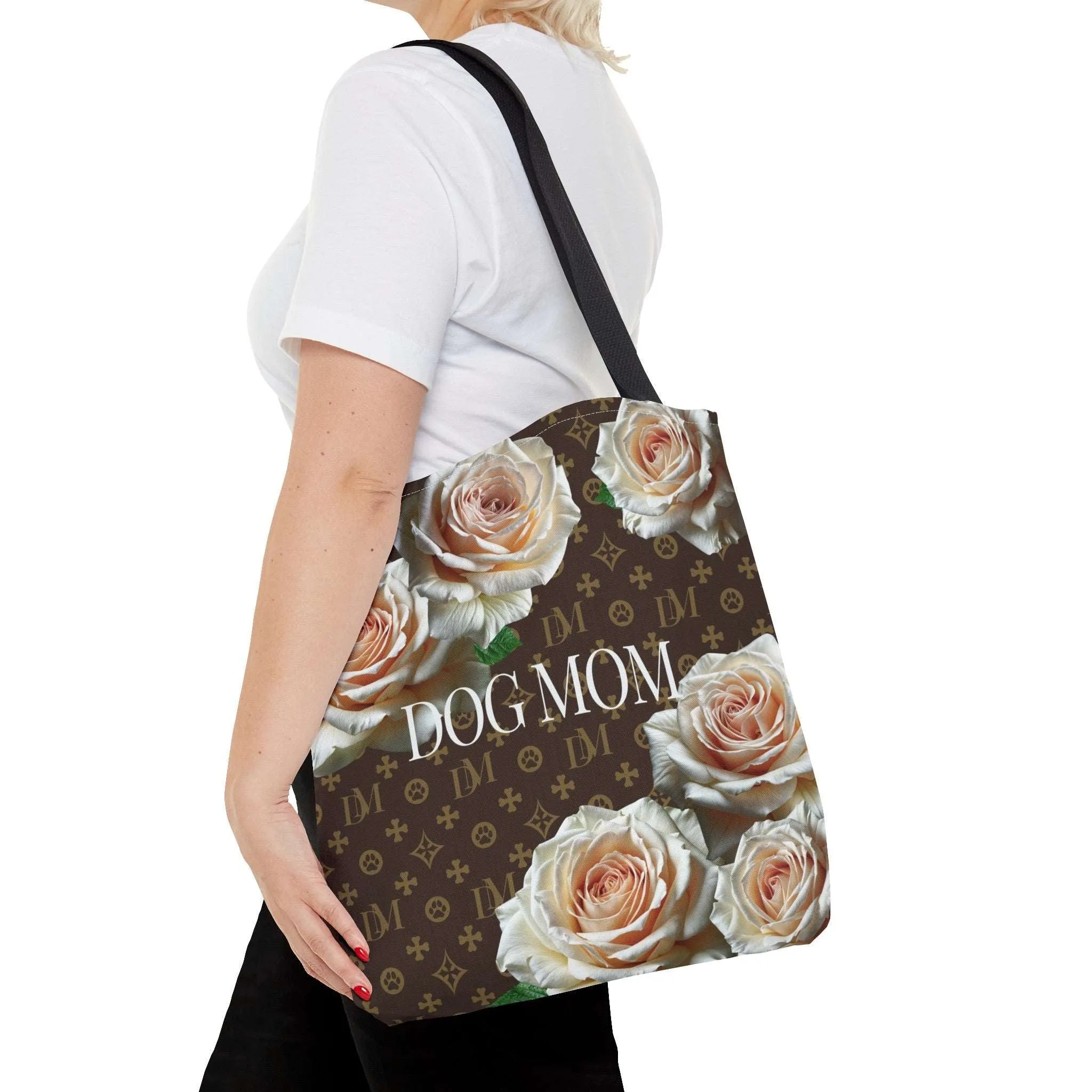 Dog Mom "DM" Signature Motif Champagne Rose Market Tote Bag