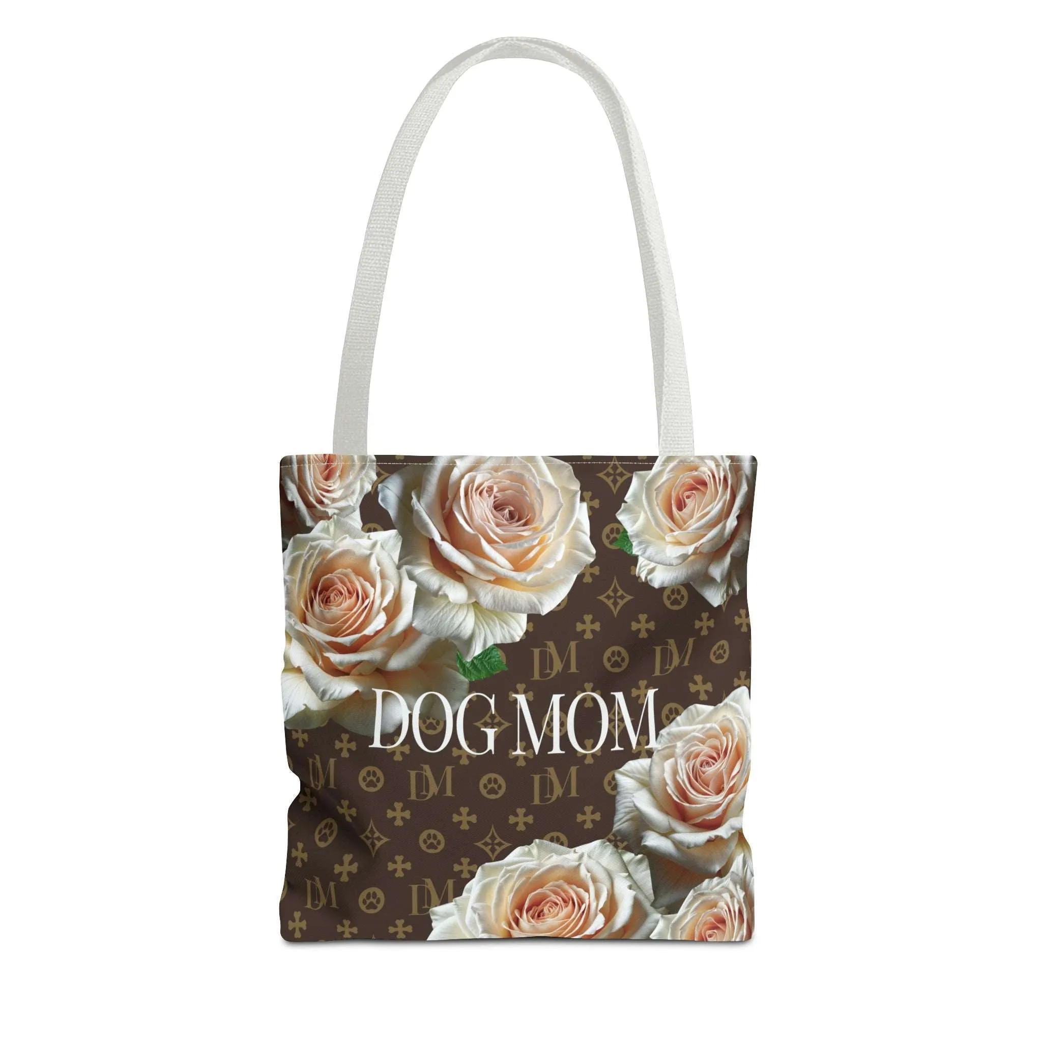 Dog Mom "DM" Signature Motif Champagne Rose Market Tote Bag