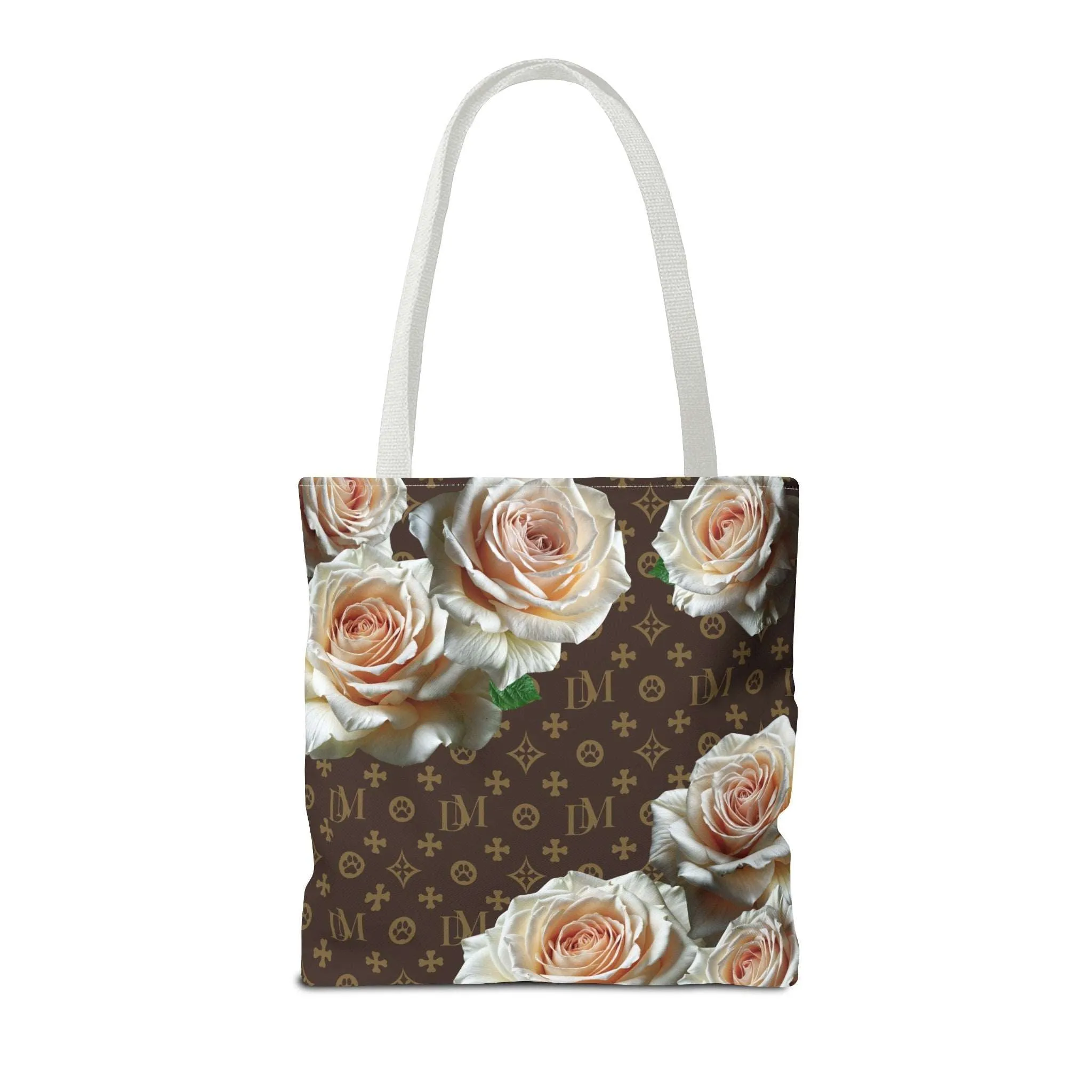 Dog Mom "DM" Signature Motif Champagne Rose Market Tote Bag